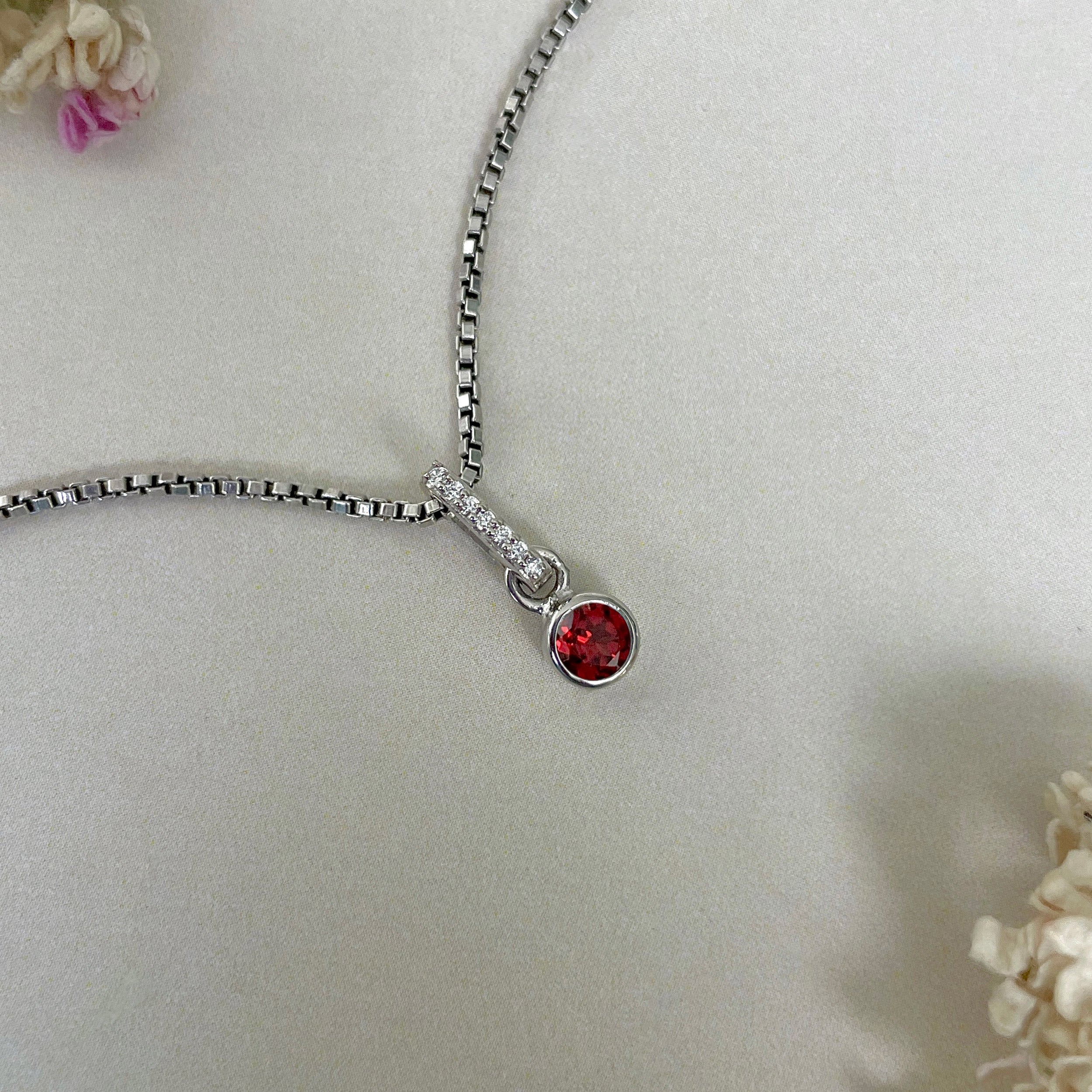 Garnet & White Topaz Pendant-(GAR-SP-999B.)