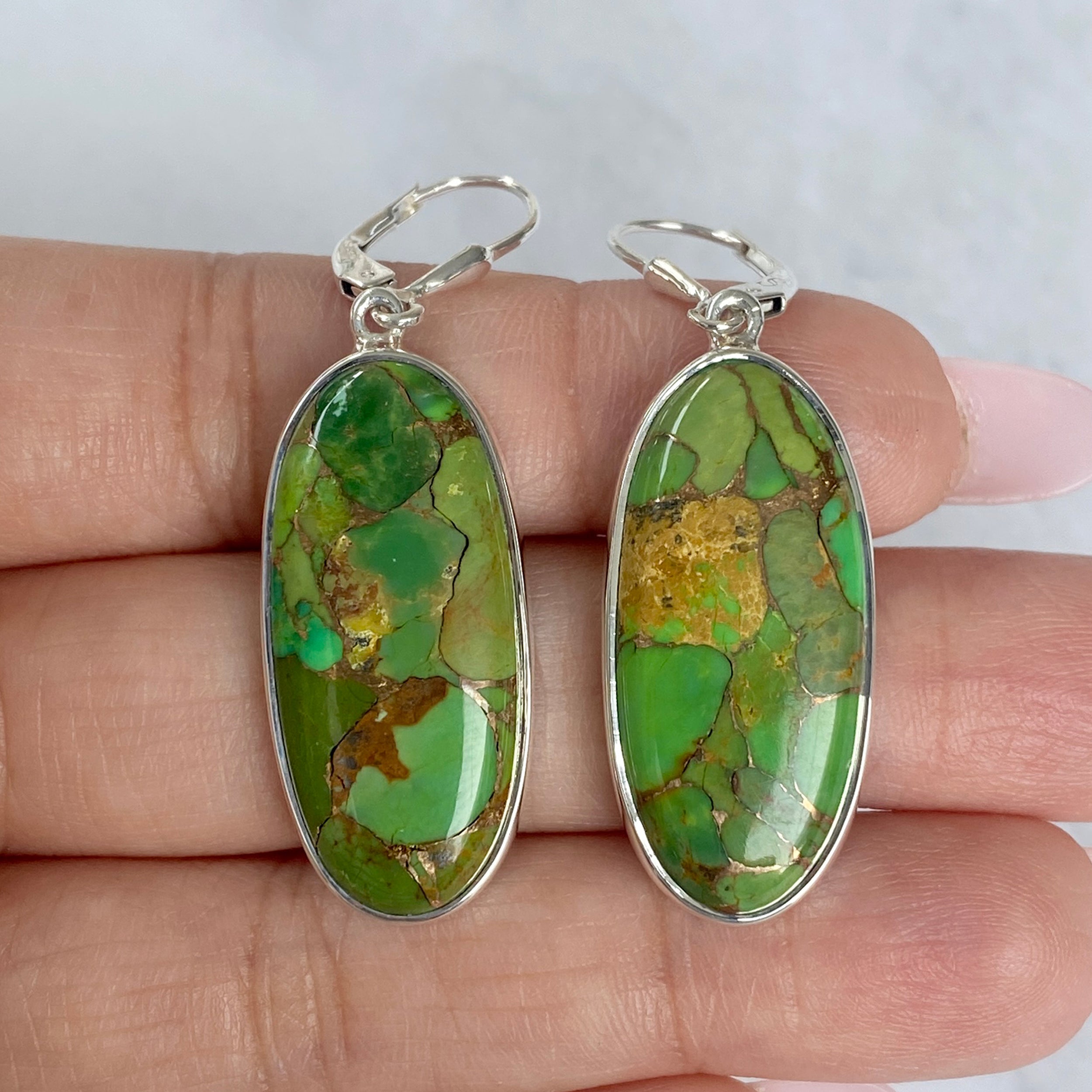 Green Mojave Copper Turquoise Earring-(GCT-E-25.)