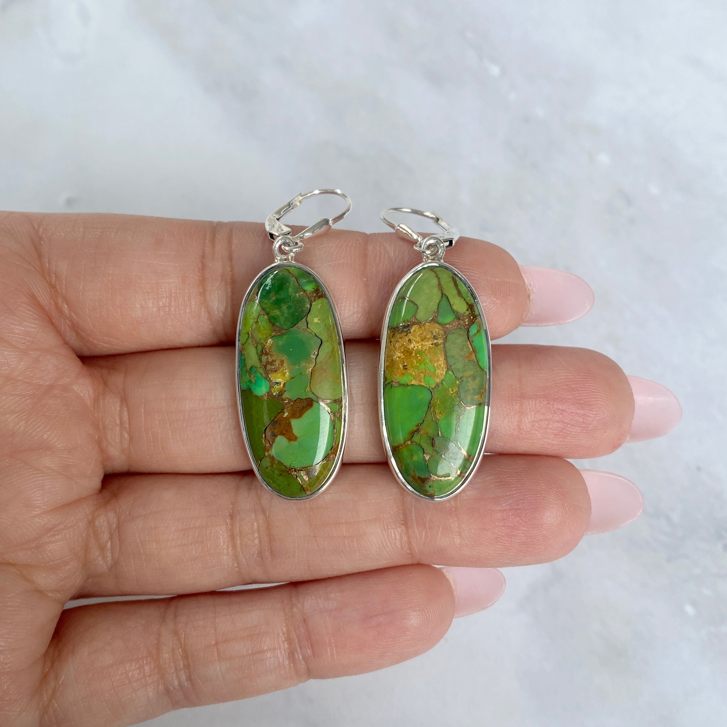 Green Mojave Copper Turquoise Earring-(GCT-E-25.)