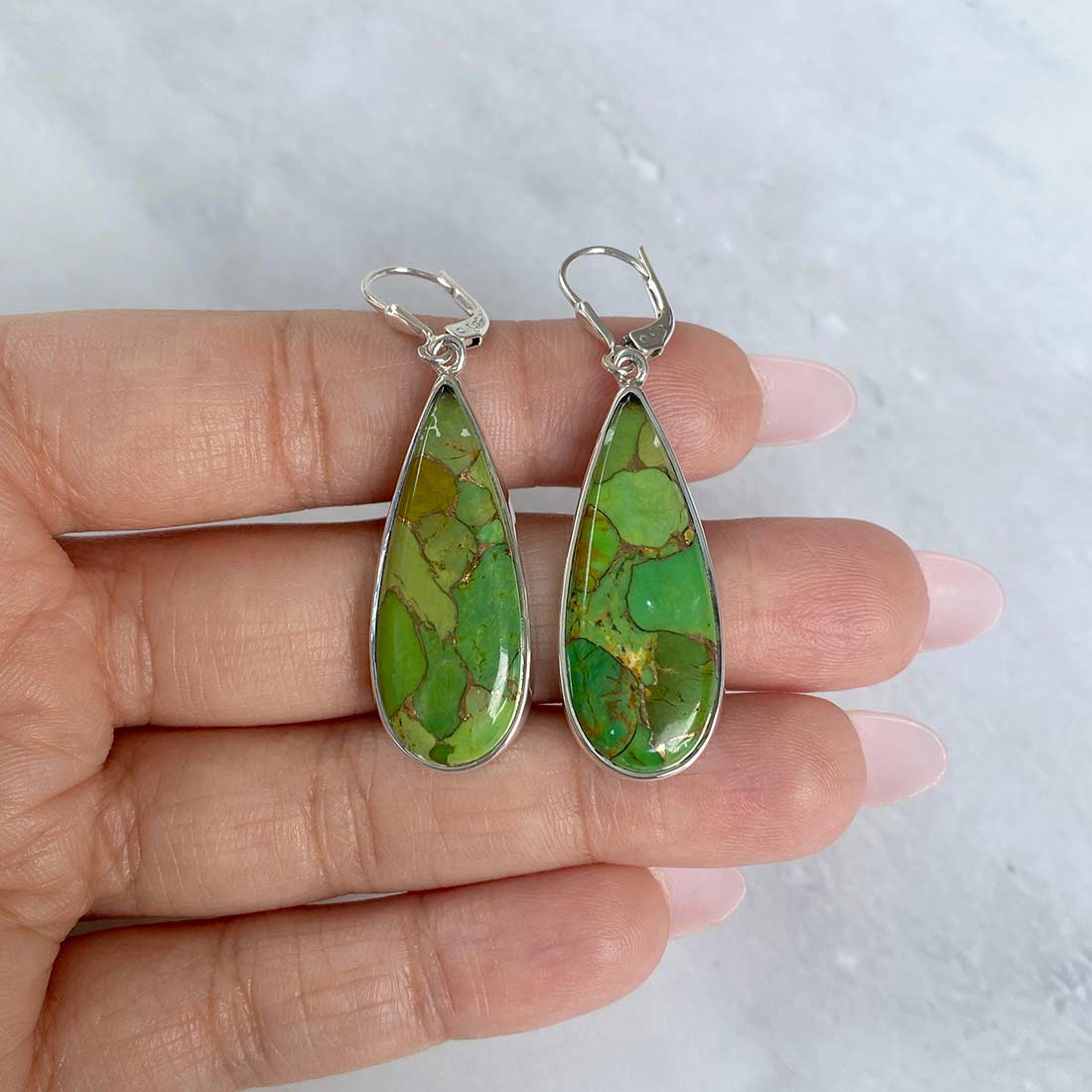 Green Mojave Copper Turquoise Earring-(GCT-E-26.)