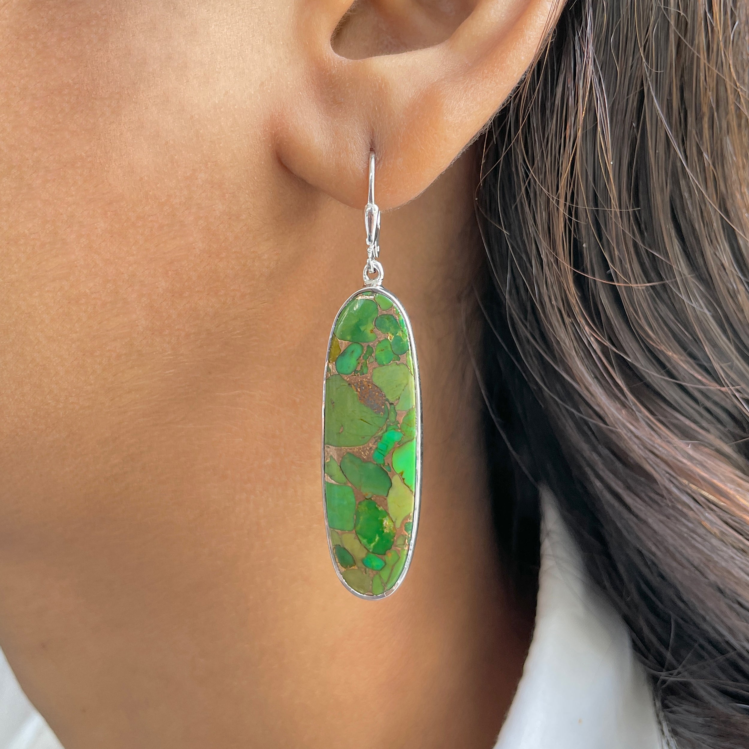 Green Mojave Copper Turquoise Earring-(GCT-E-28.)