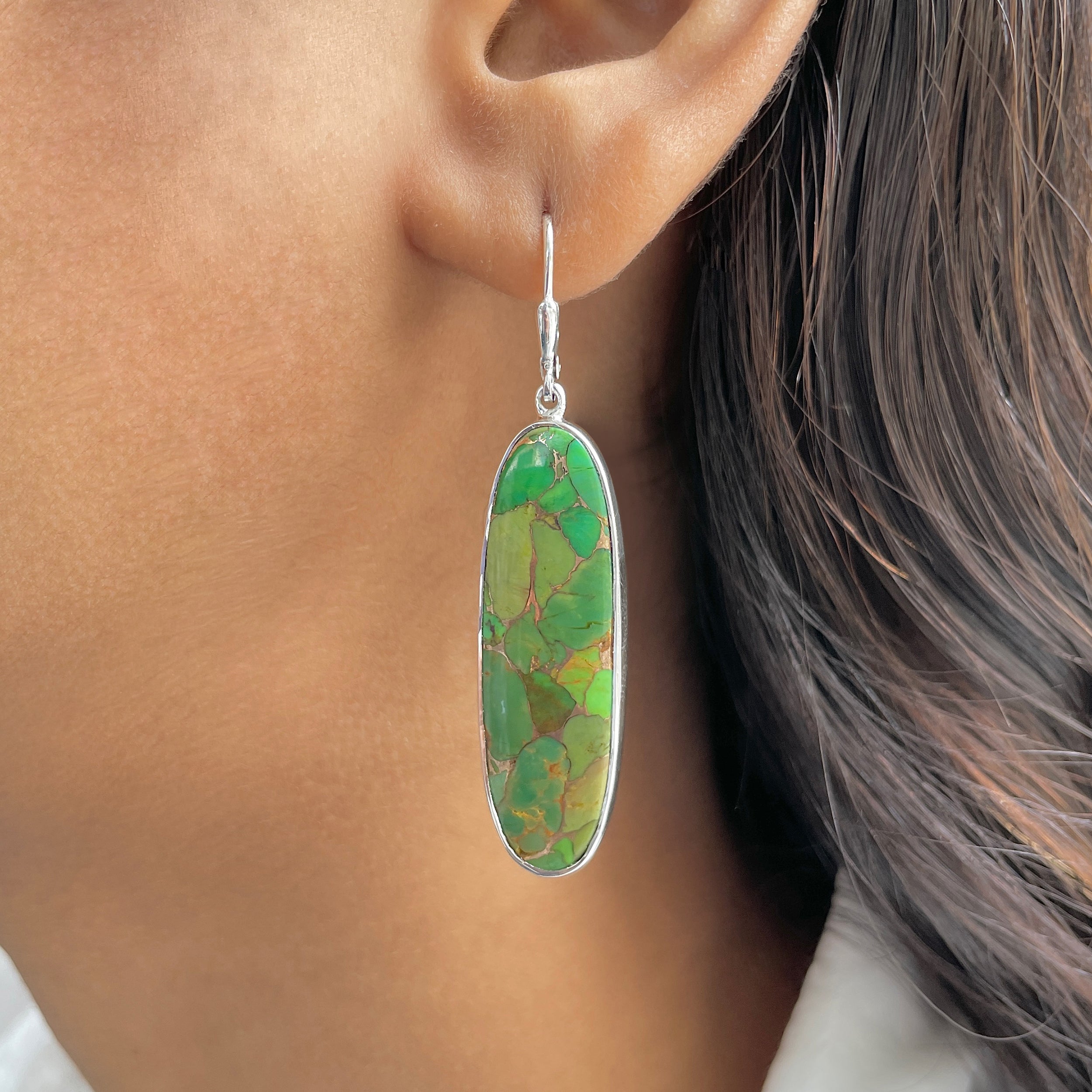 Green Mojave Copper Turquoise Earring-(GCT-E-29.)