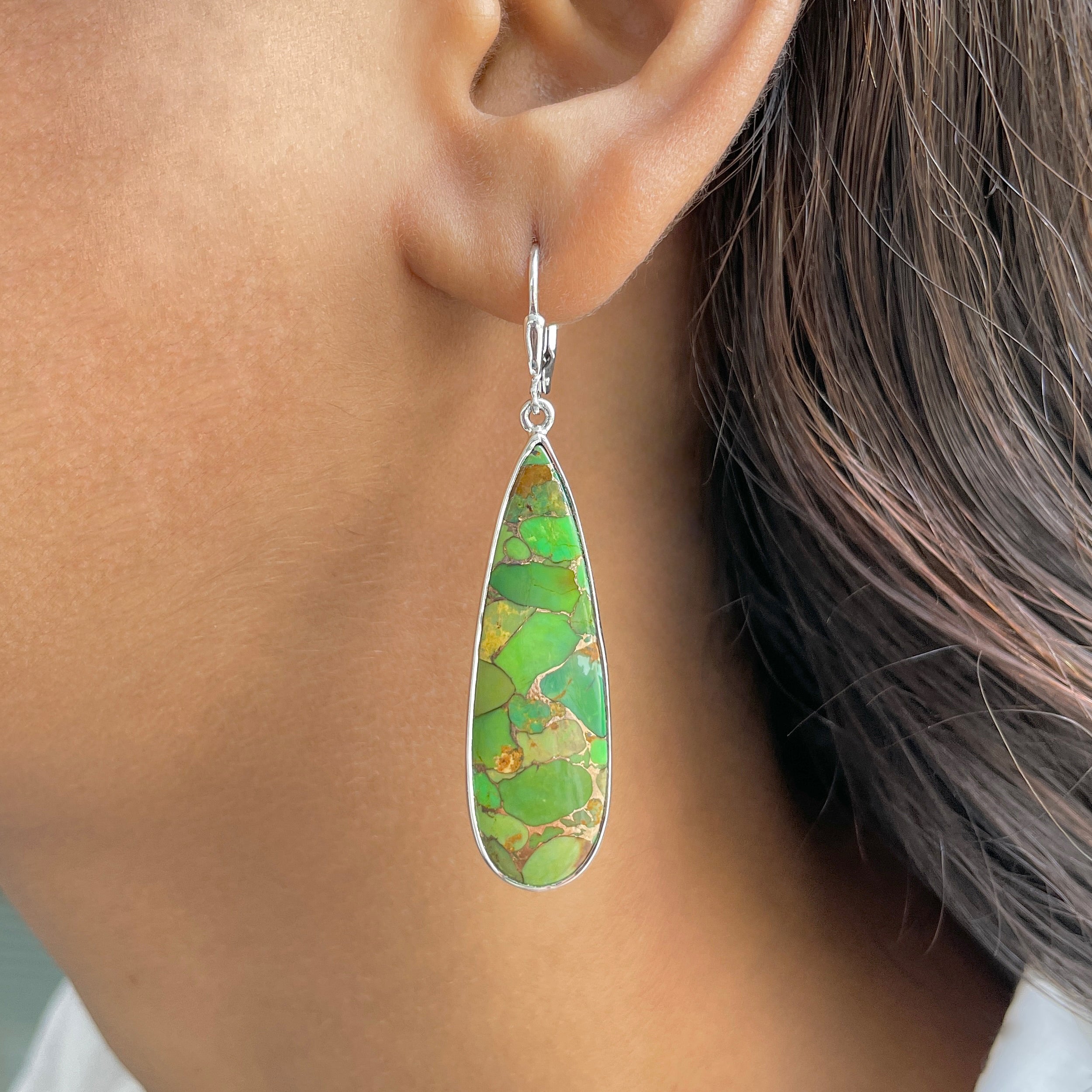 Green Mojave Copper Turquoise Earring-(GCT-E-33.)
