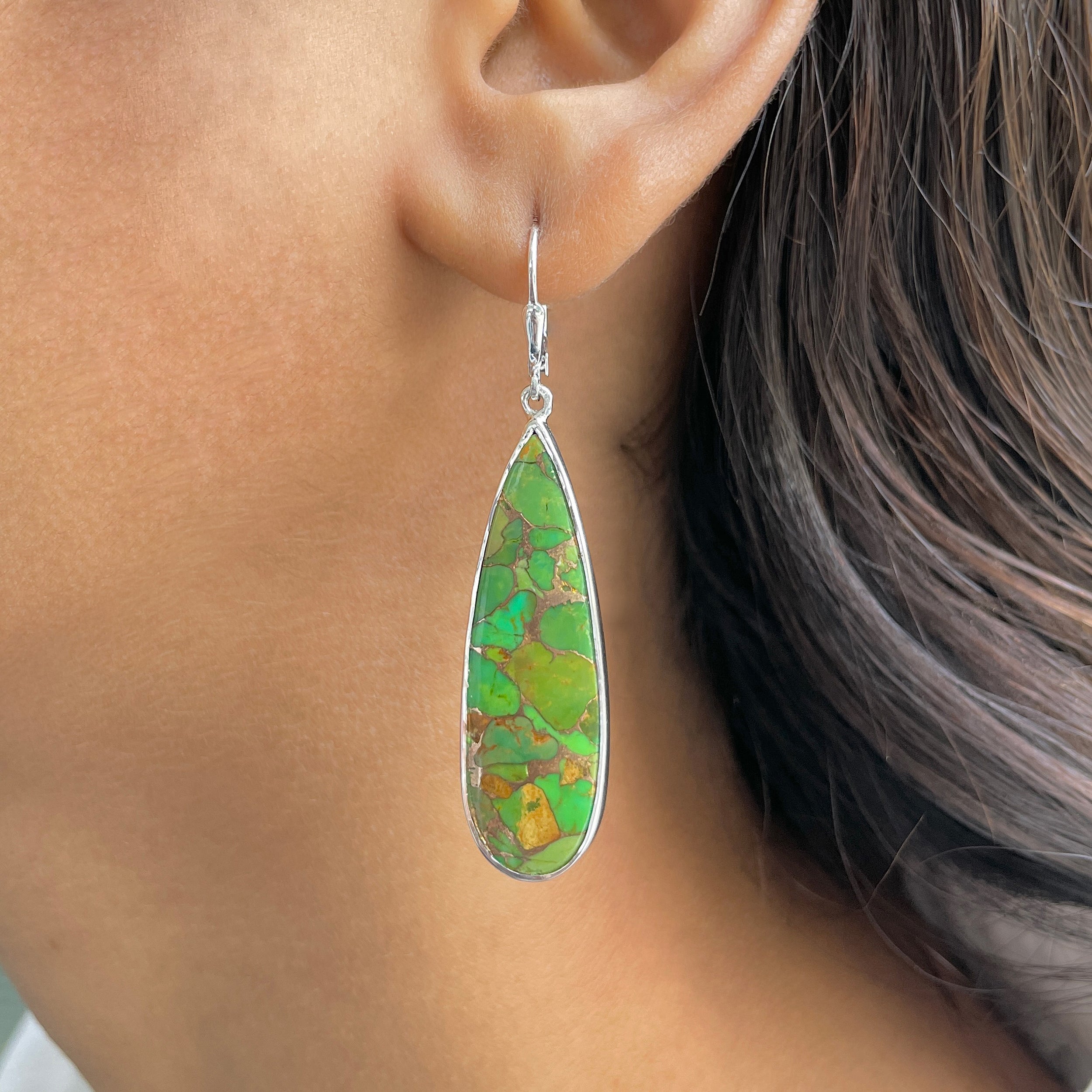 Green Mojave Copper Turquoise Earring-(GCT-E-35.)