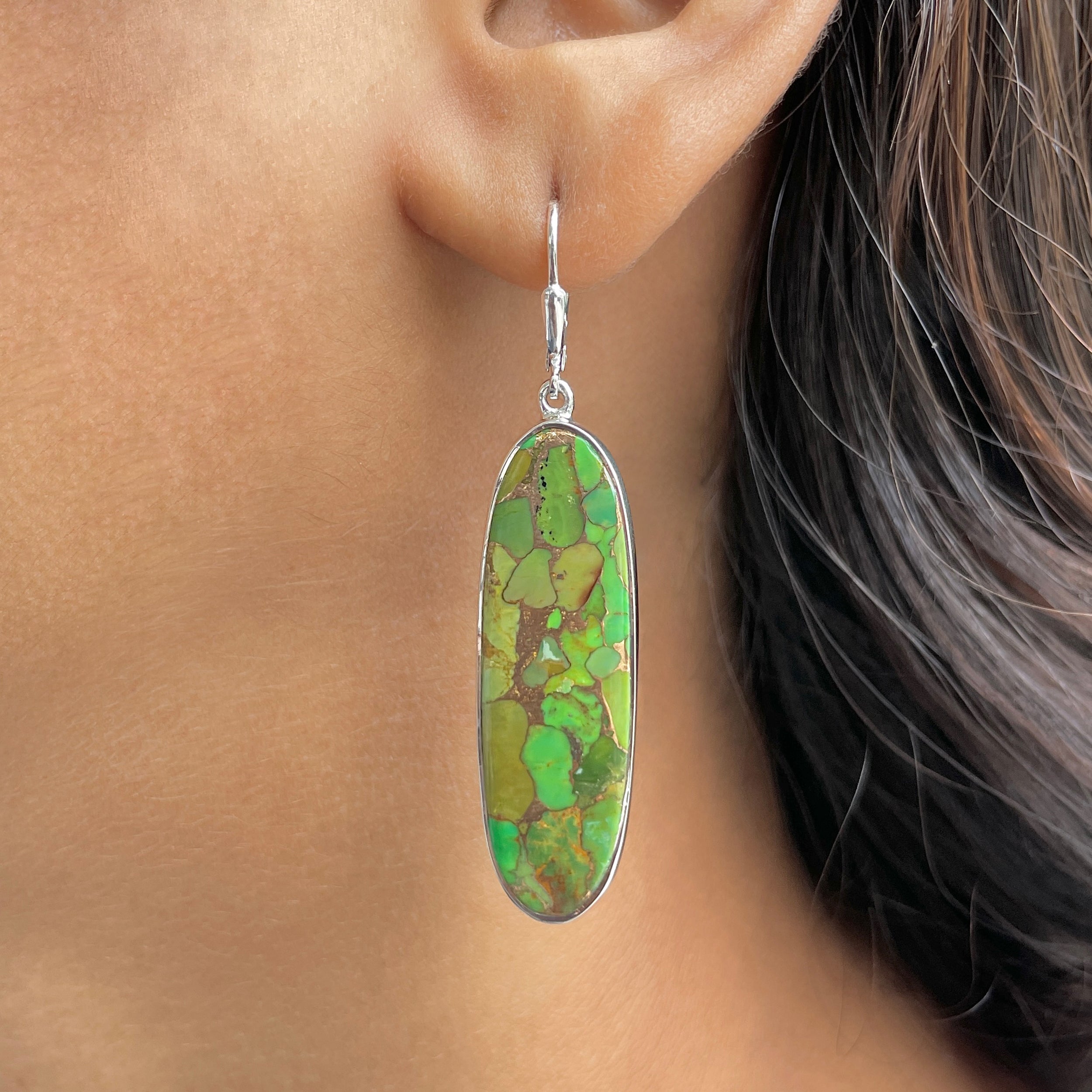 Green Mojave Copper Turquoise Earring-(GCT-E-36.)