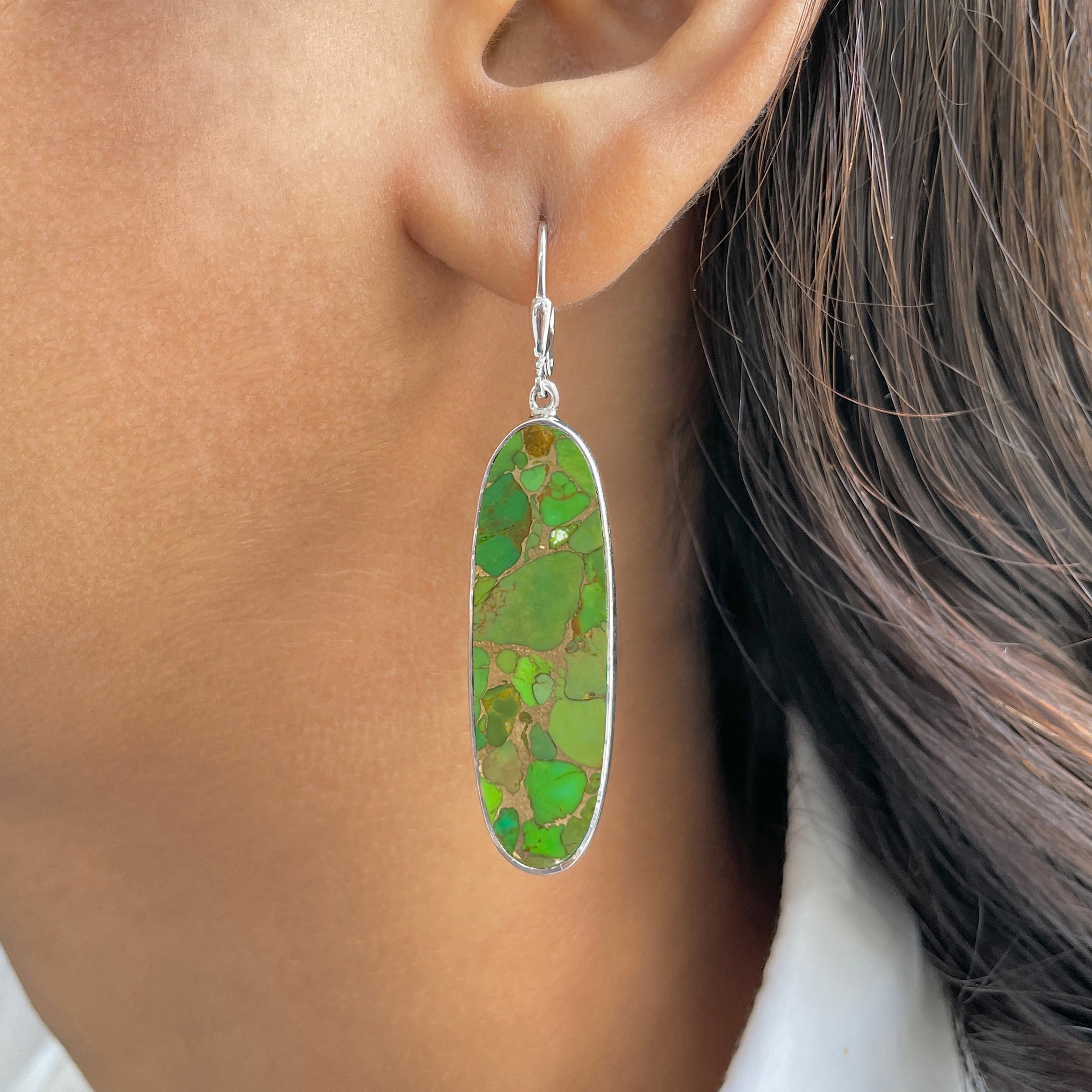 Green Mojave Copper Turquoise Earring-(GCT-E-37.)