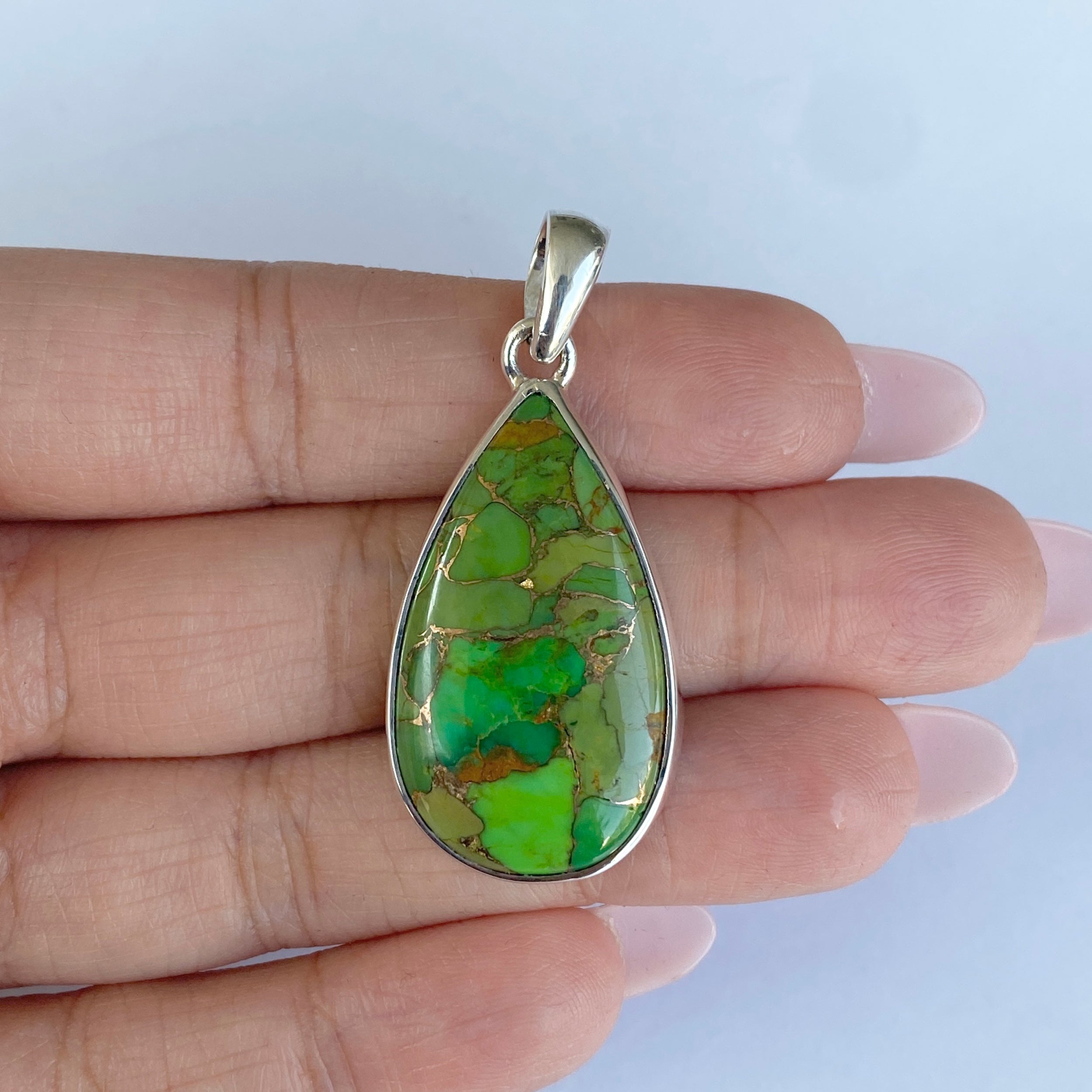 Green Mojave Copper Turquoise Pendant-(GCT-P-1.)