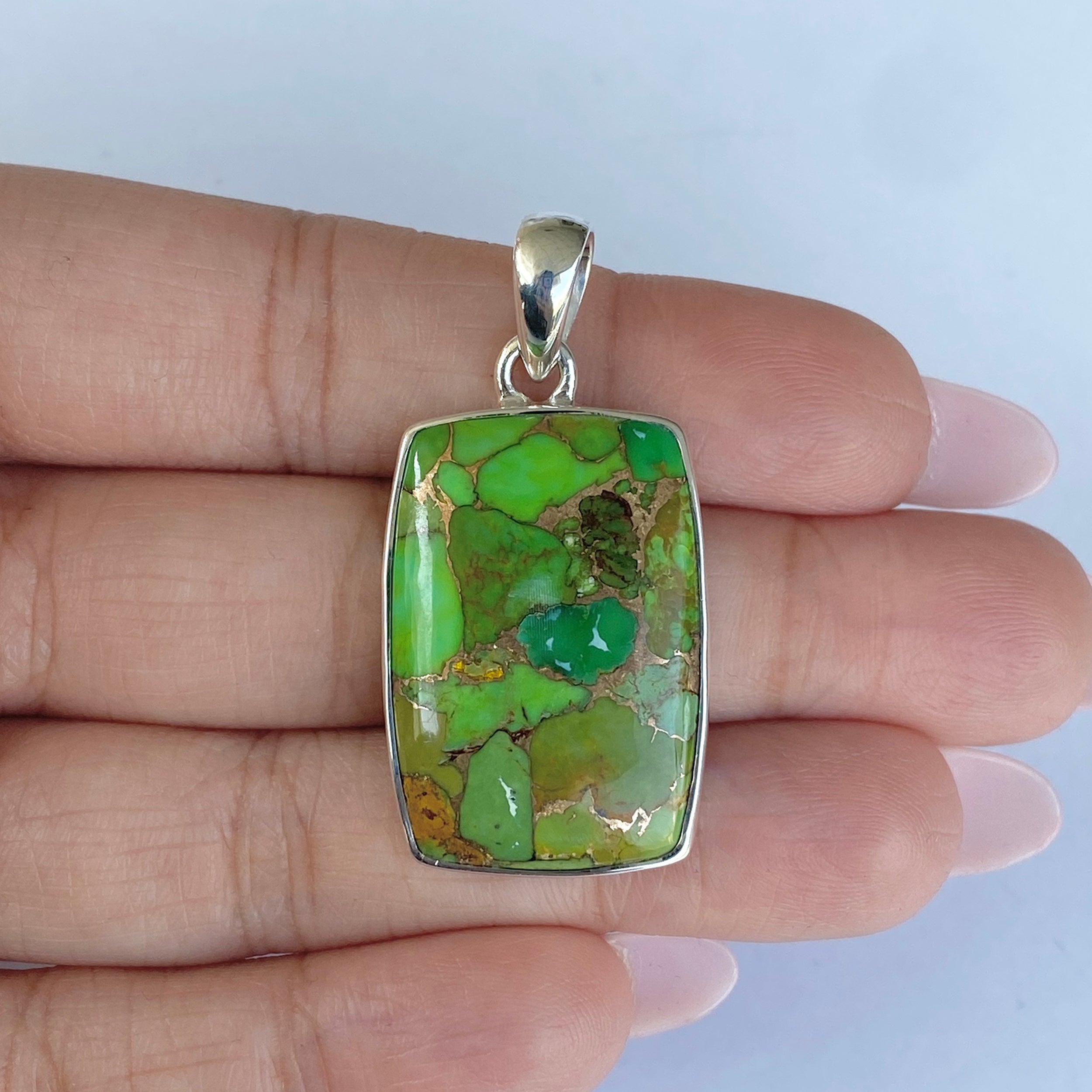 Green Mojave Copper Turquoise Pendant-(GCT-P-4.)