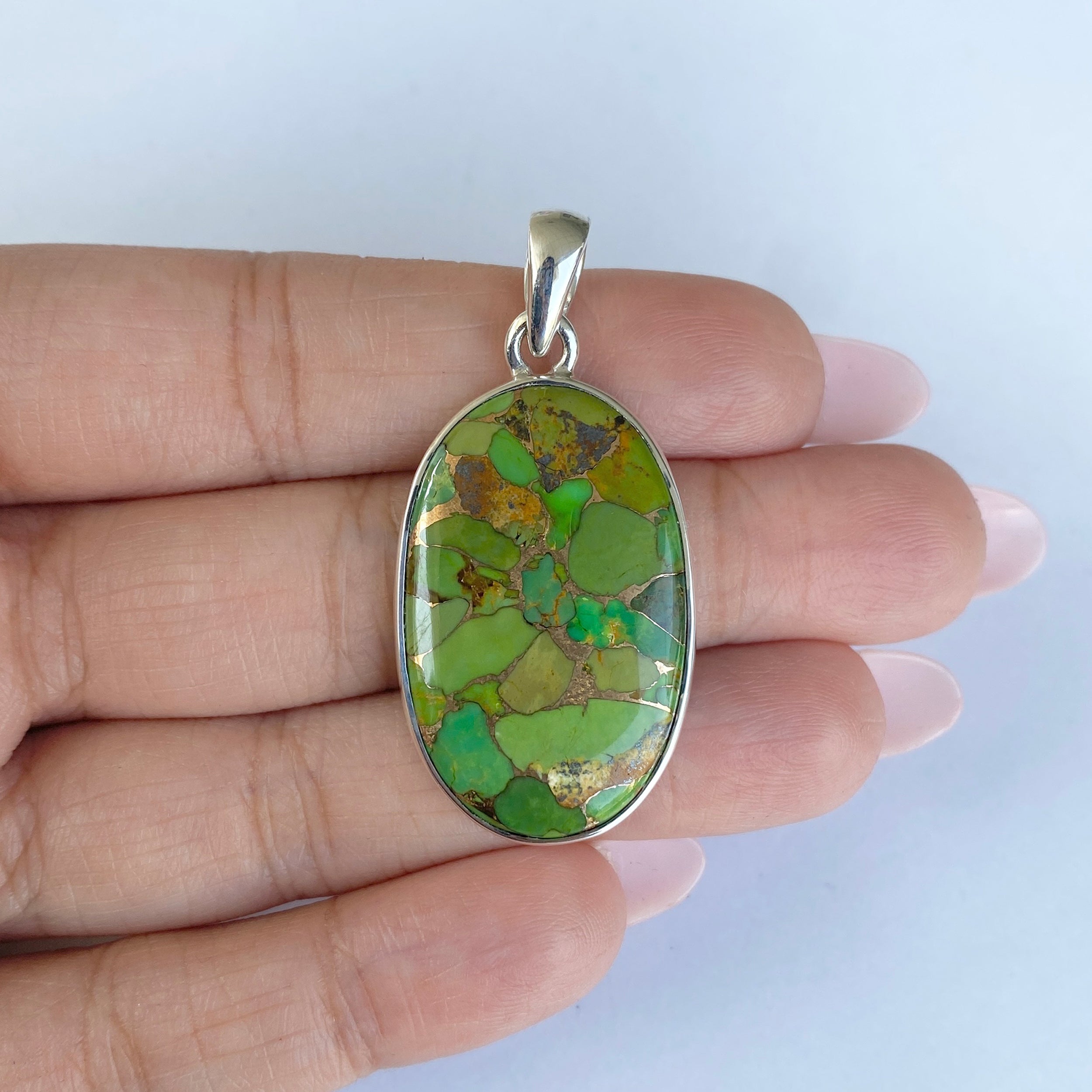 Green Mojave Copper Turquoise Pendant-(GCT-P-8.)
