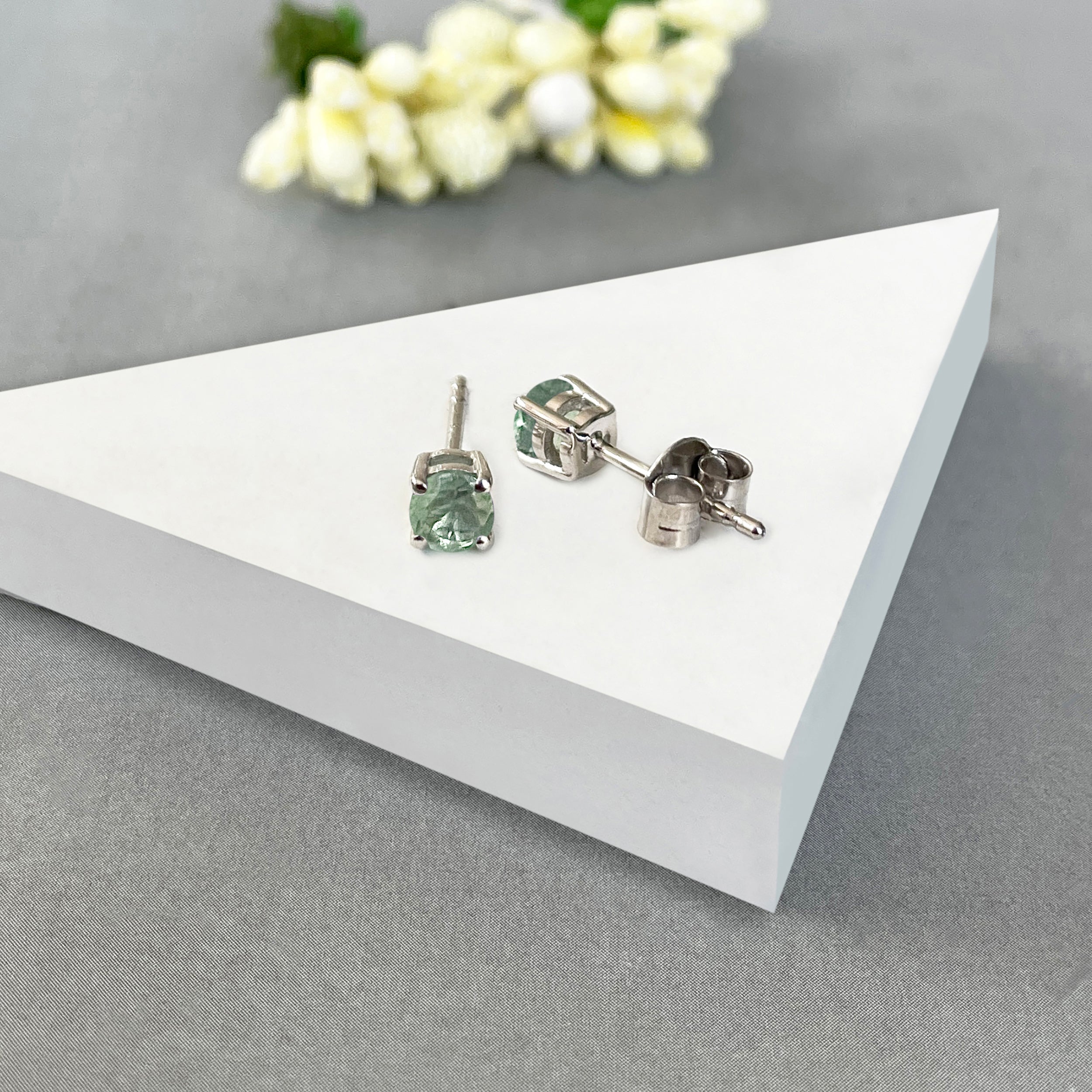 Green Kyanite Stud Earrings-(GKY-SE-1023.)