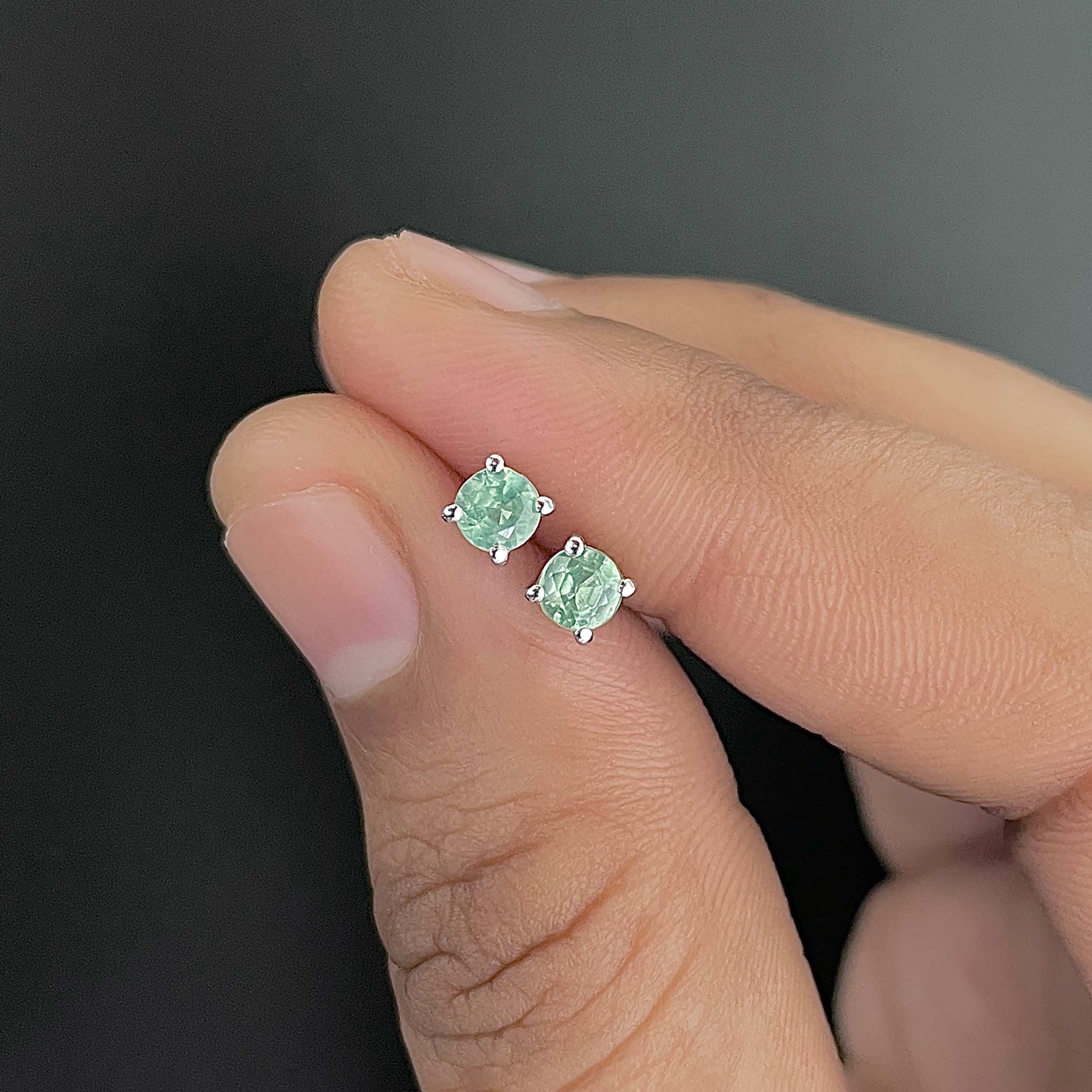 Green Kyanite Stud Earrings-(GKY-SE-1023.)