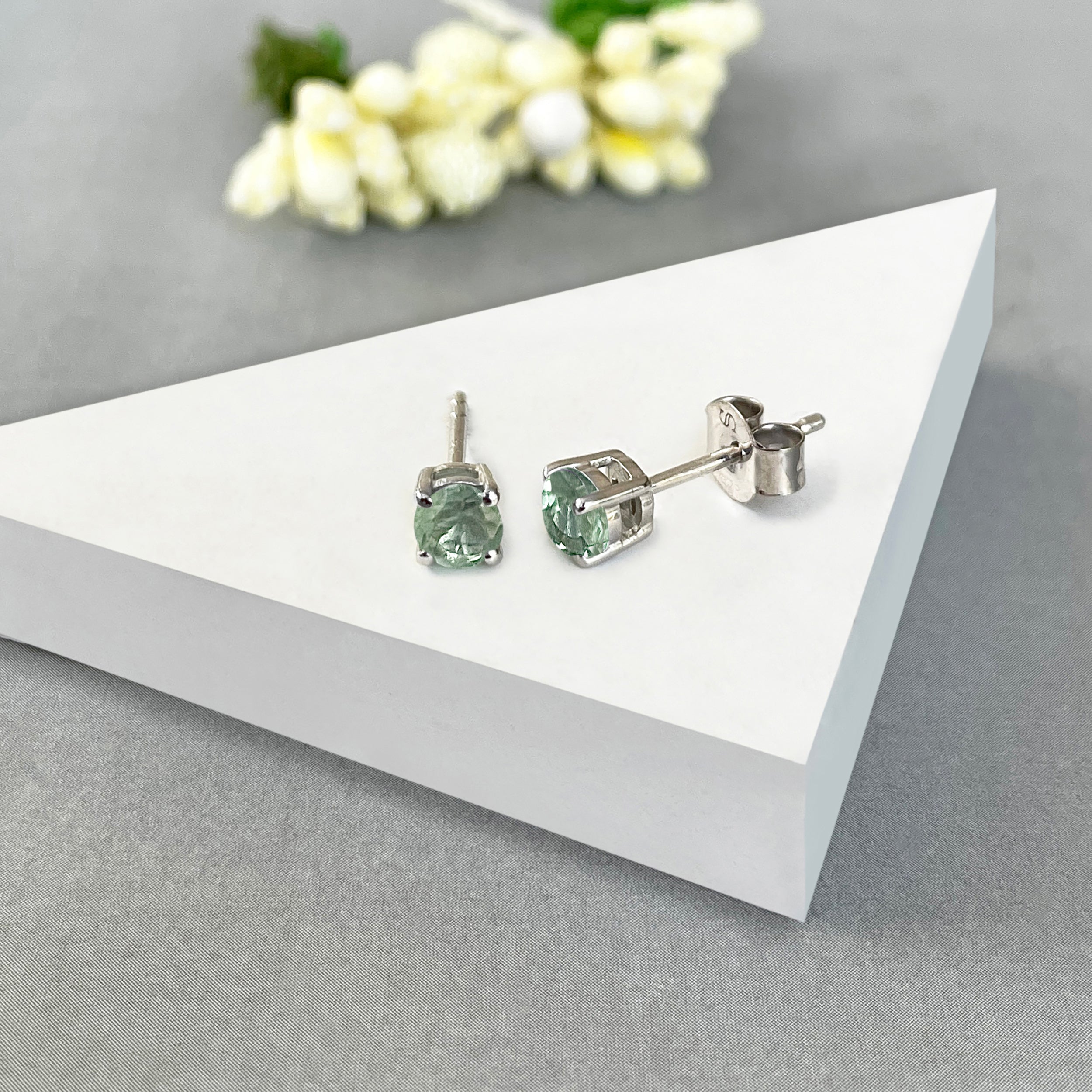 Green Kyanite Stud Earrings-(GKY-SE-1023.)
