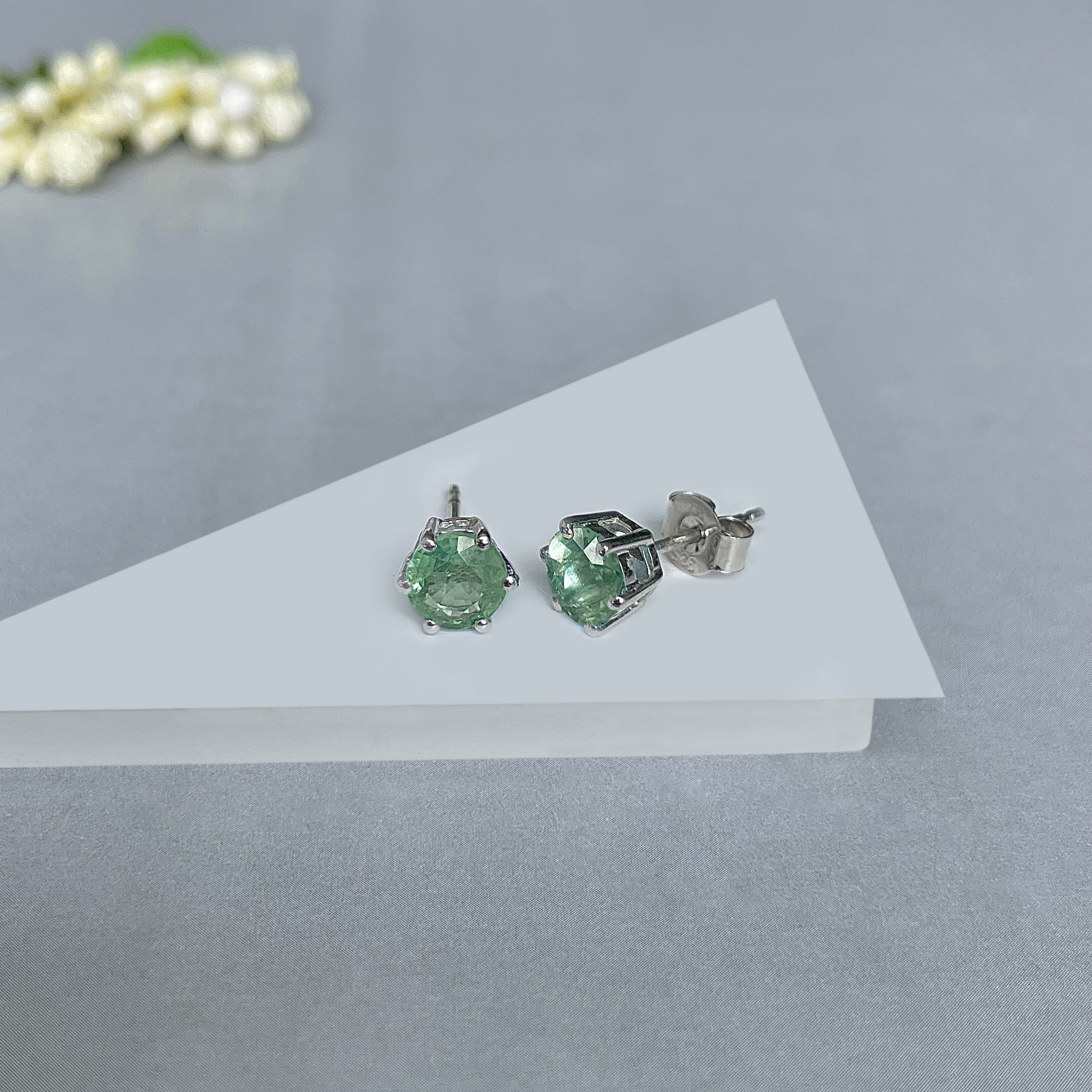 Green Kyanite Stud Earrings-(GKY-SE-1024.)