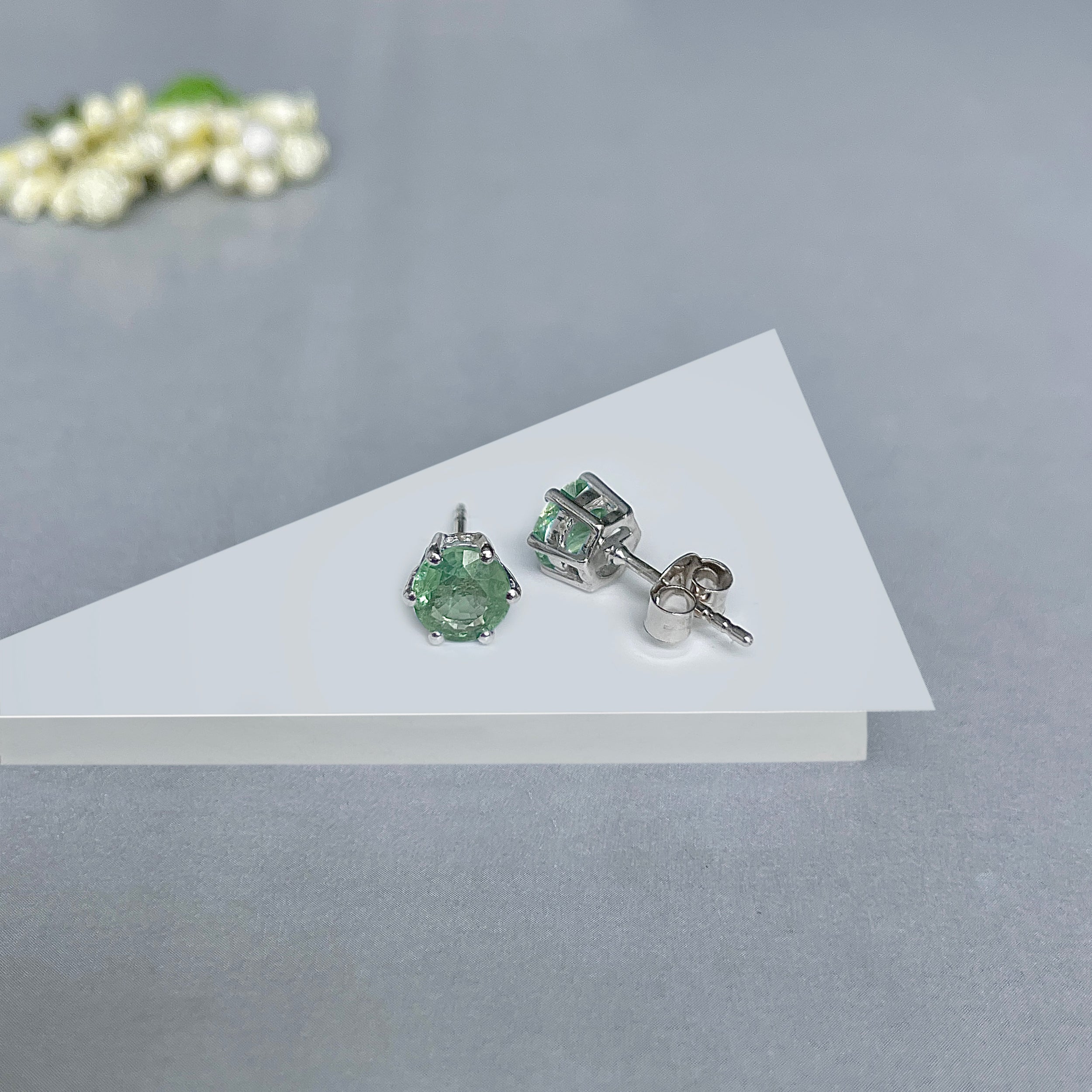 Green Kyanite Stud Earrings-(GKY-SE-1024.)