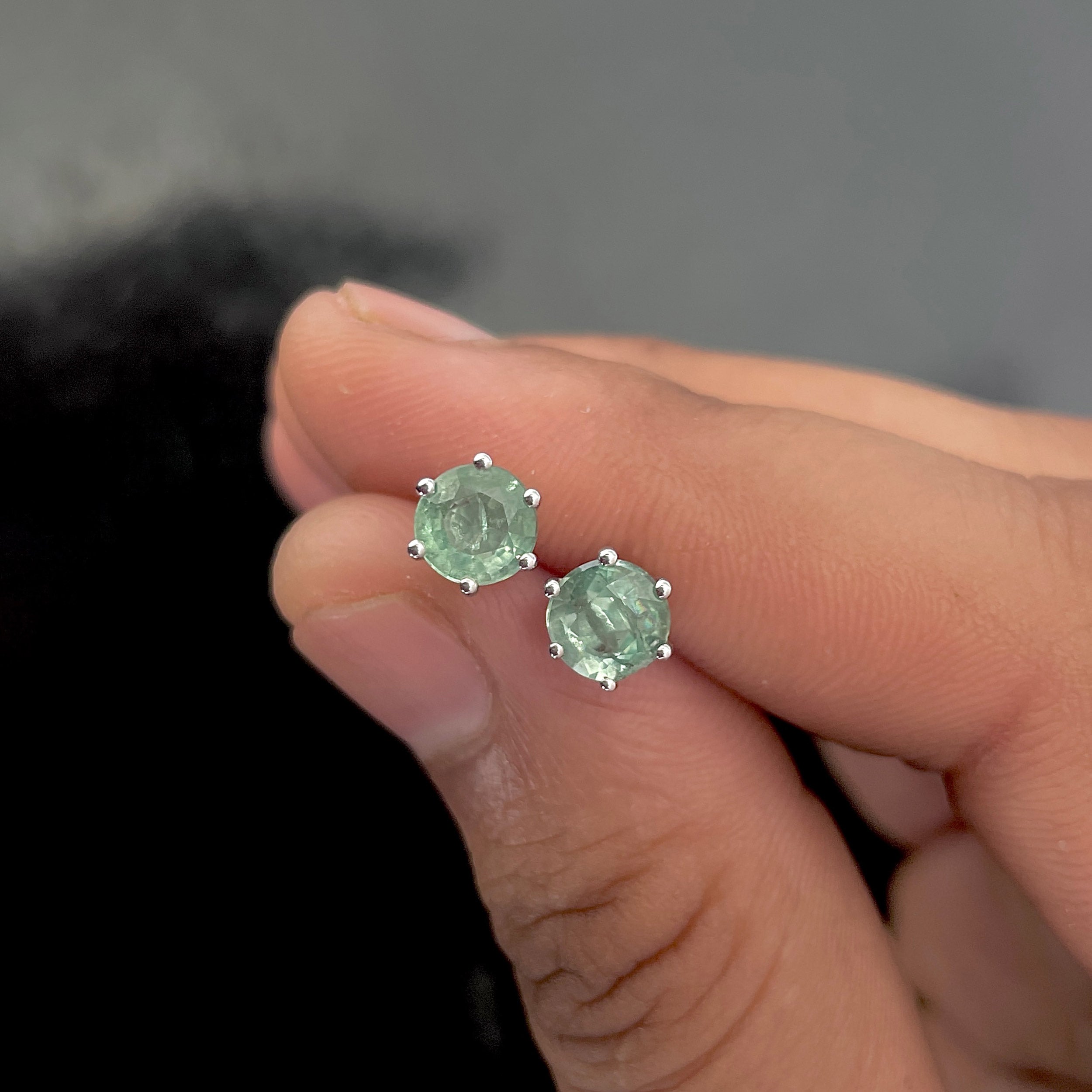 Green Kyanite Stud Earrings-(GKY-SE-1024.)