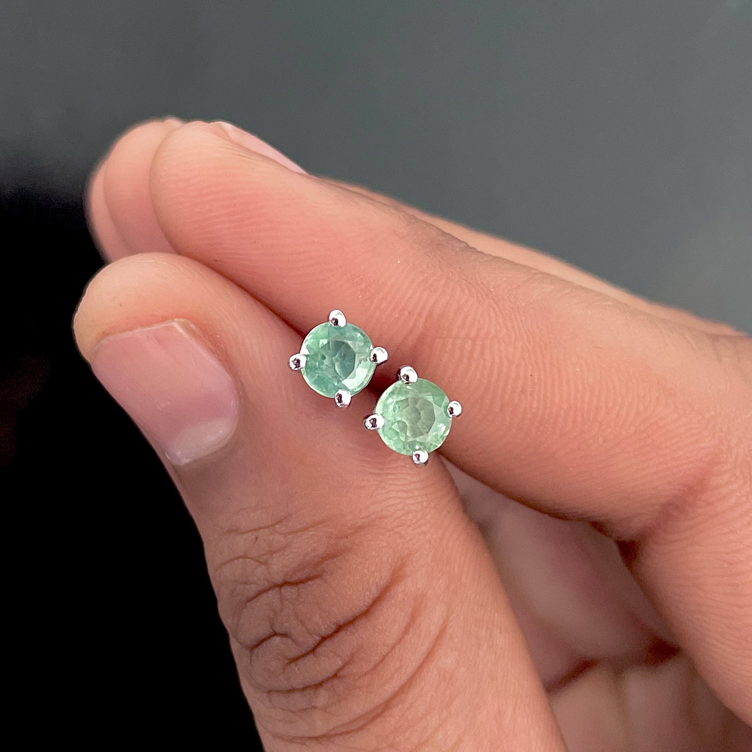 Green Kyanite Stud Earrings-(GKY-SE-1321.)