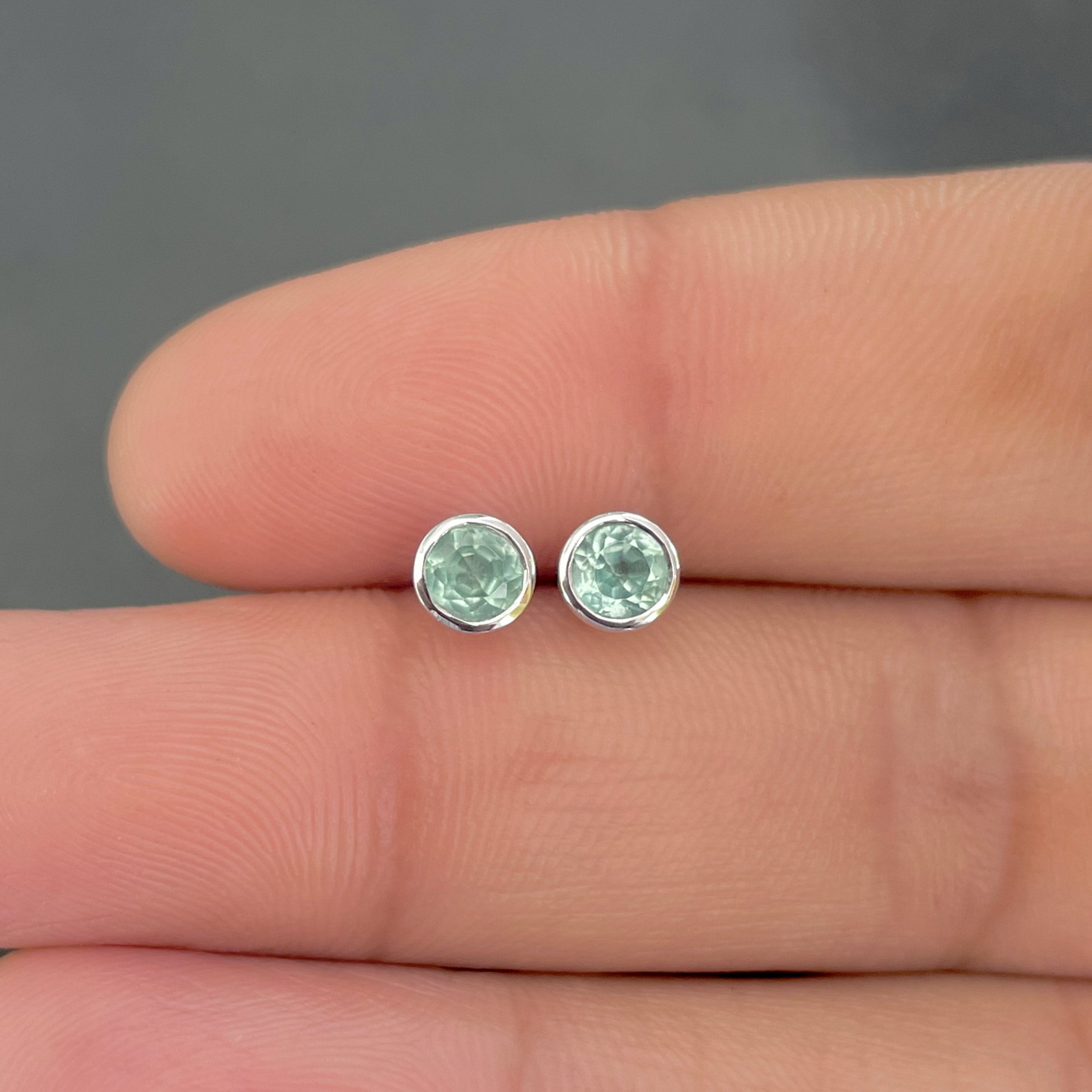 Green Kyanite Stud Earrings-(GKY-SE-1375.)