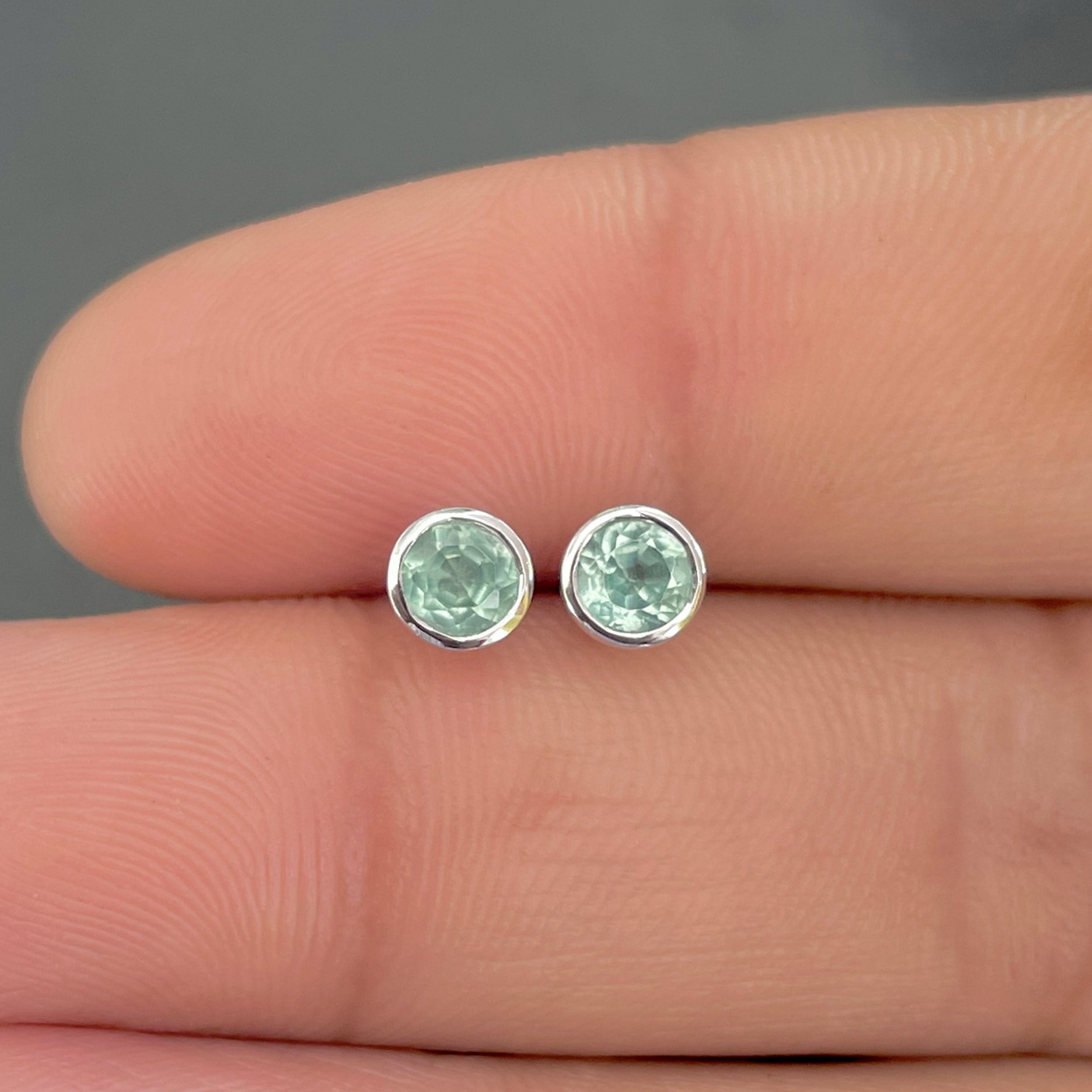 Green Kyanite Stud Earrings-(GKY-SE-1375.)