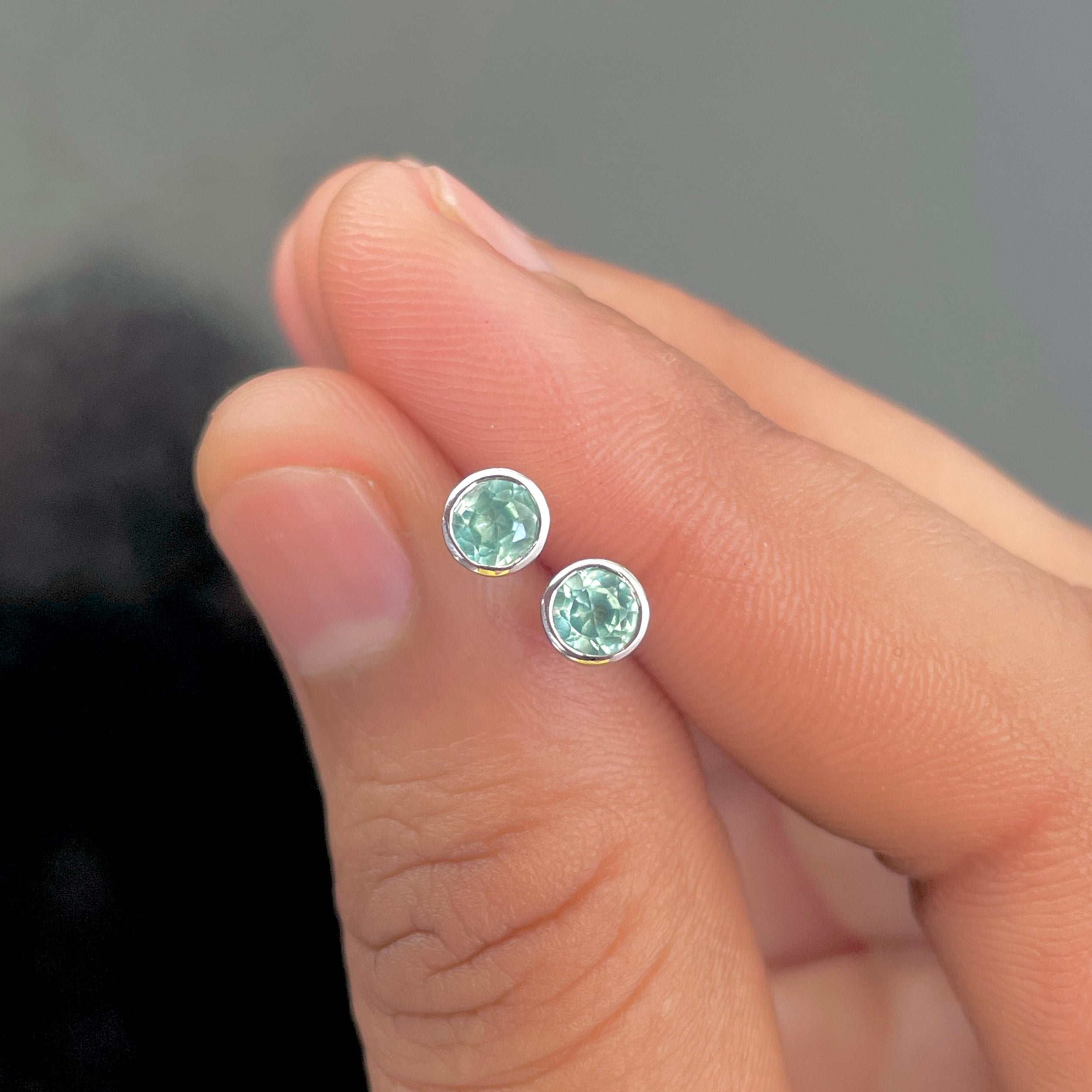 Green Kyanite Stud Earrings-(GKY-SE-1375.)