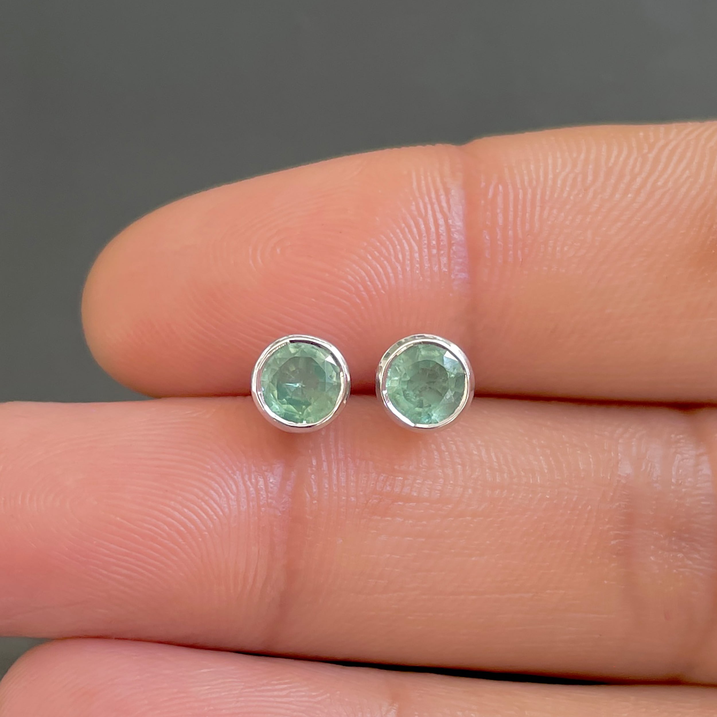 Green Kyanite Stud Earrings-(GKY-SE-1425.)