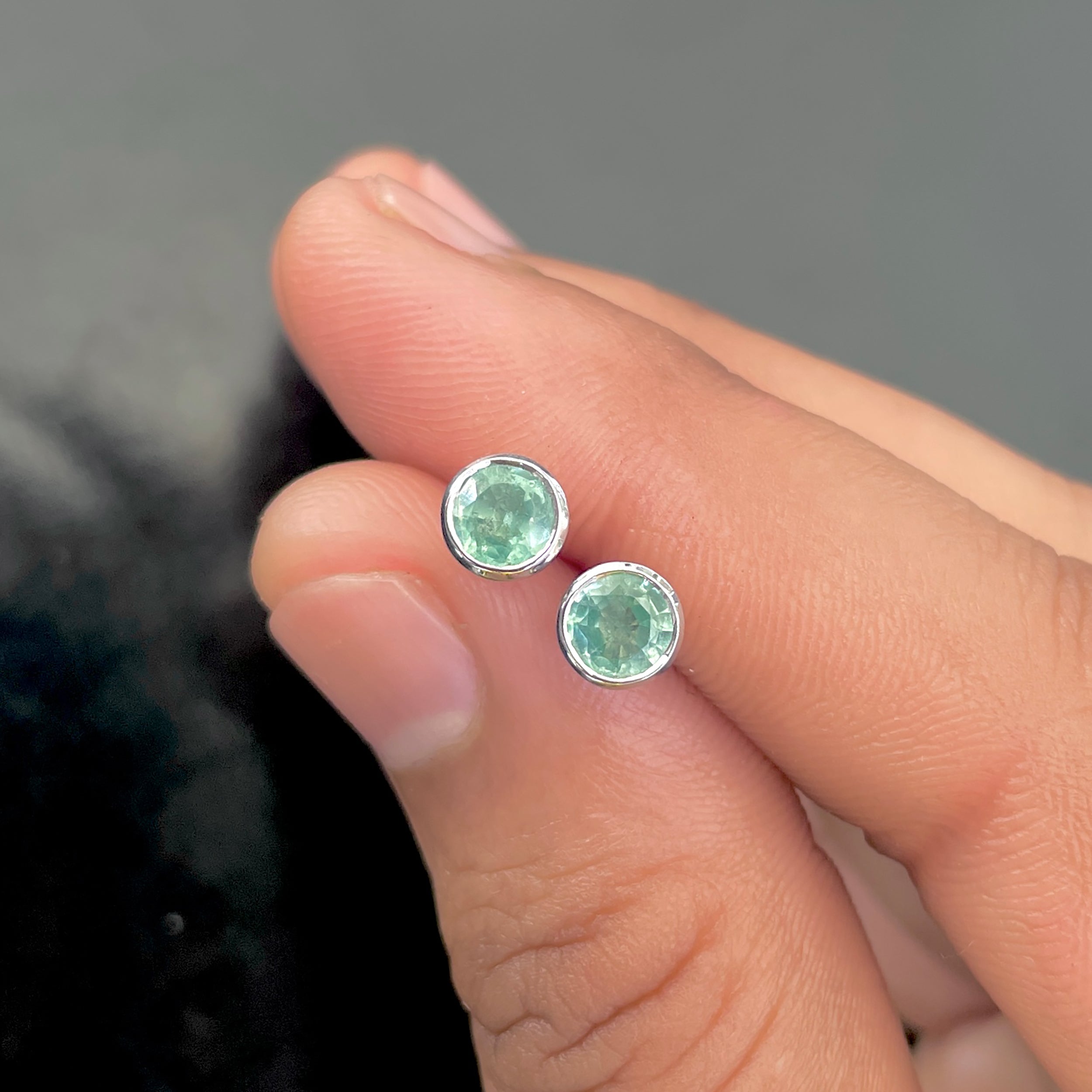 Green Kyanite Stud Earrings-(GKY-SE-1425.)