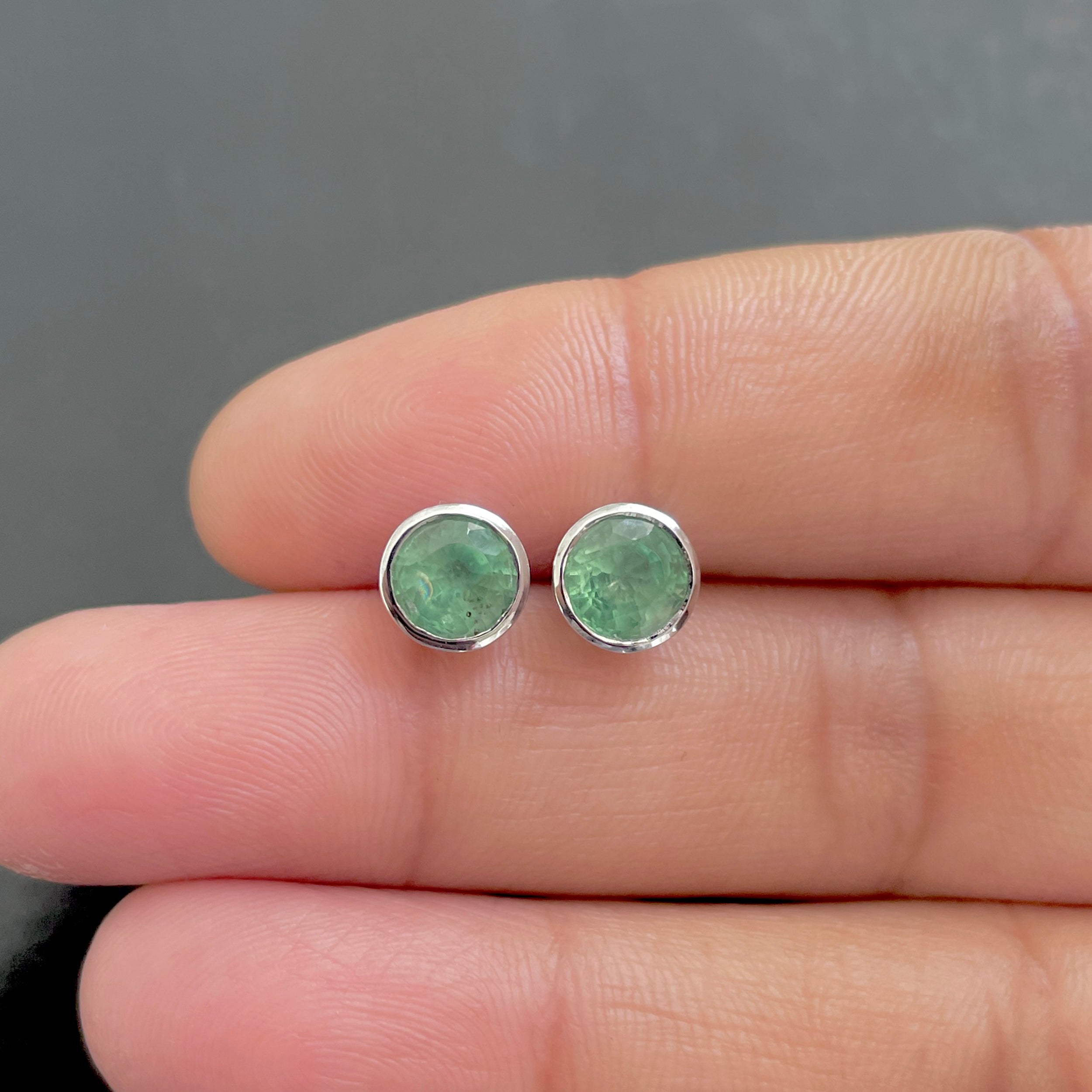 Green Kyanite Stud Earrings-(GKY-SE-1426.)