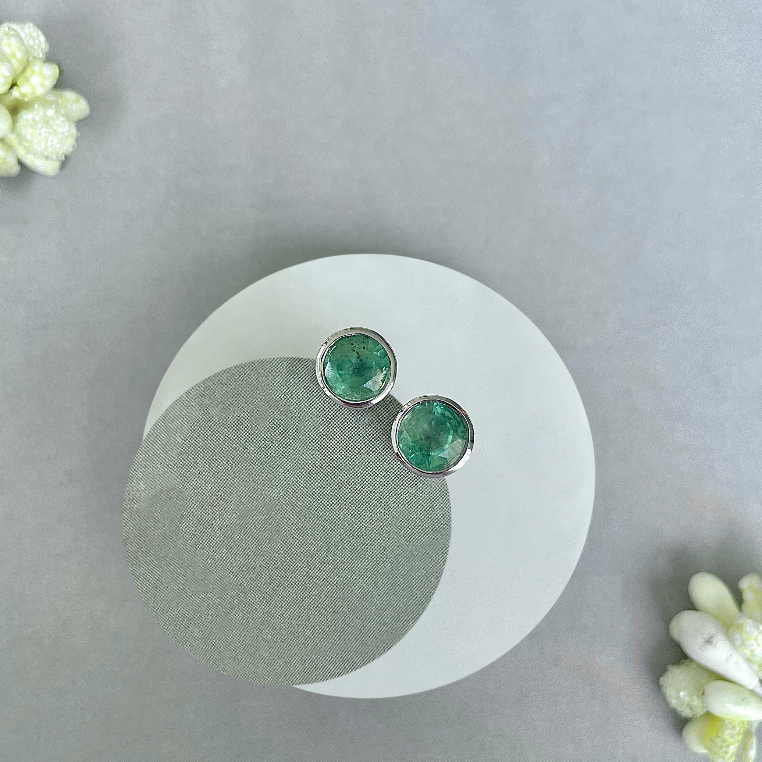Green Kyanite Stud Earrings-(GKY-SE-1426.)
