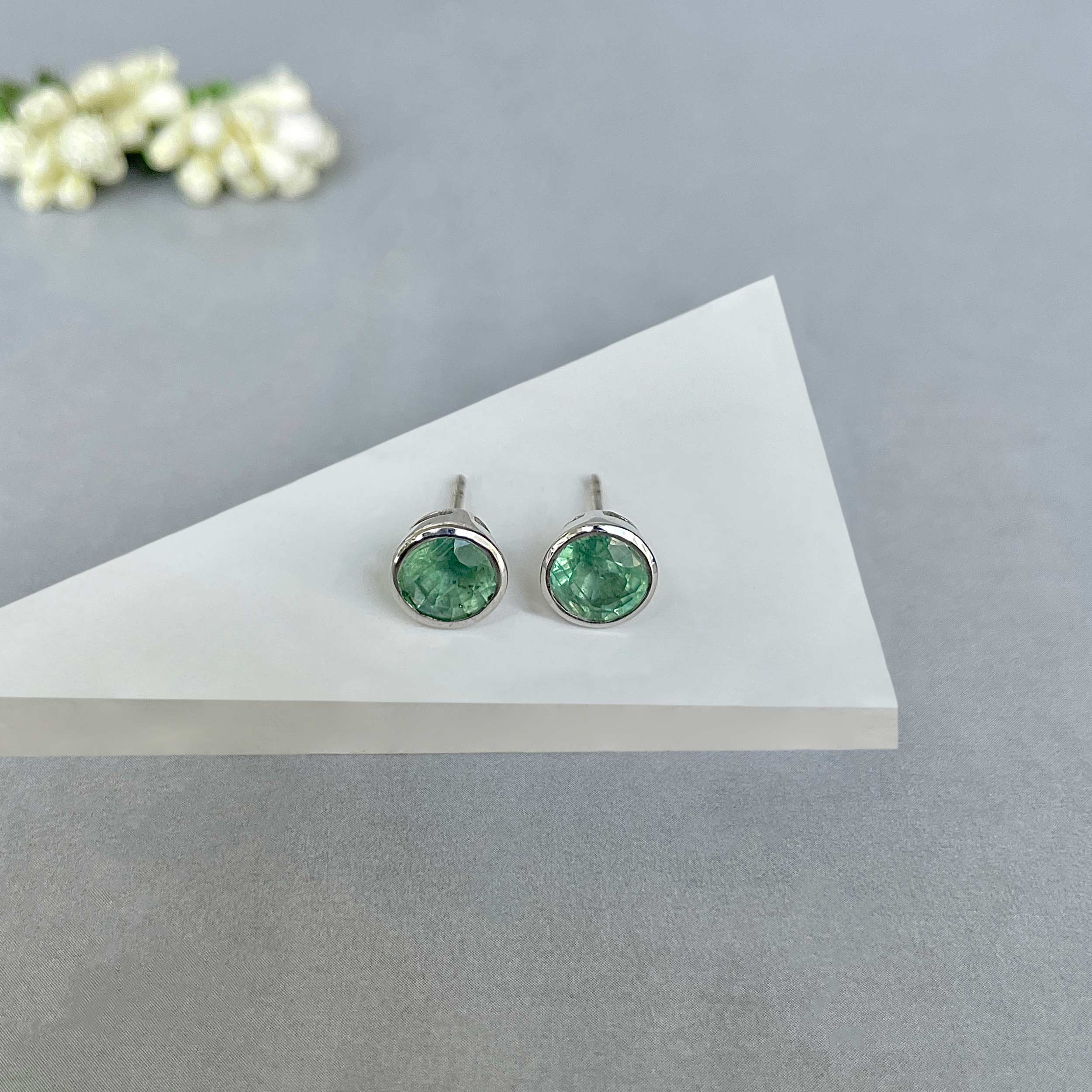 Green Kyanite Stud Earrings-(GKY-SE-1426.)