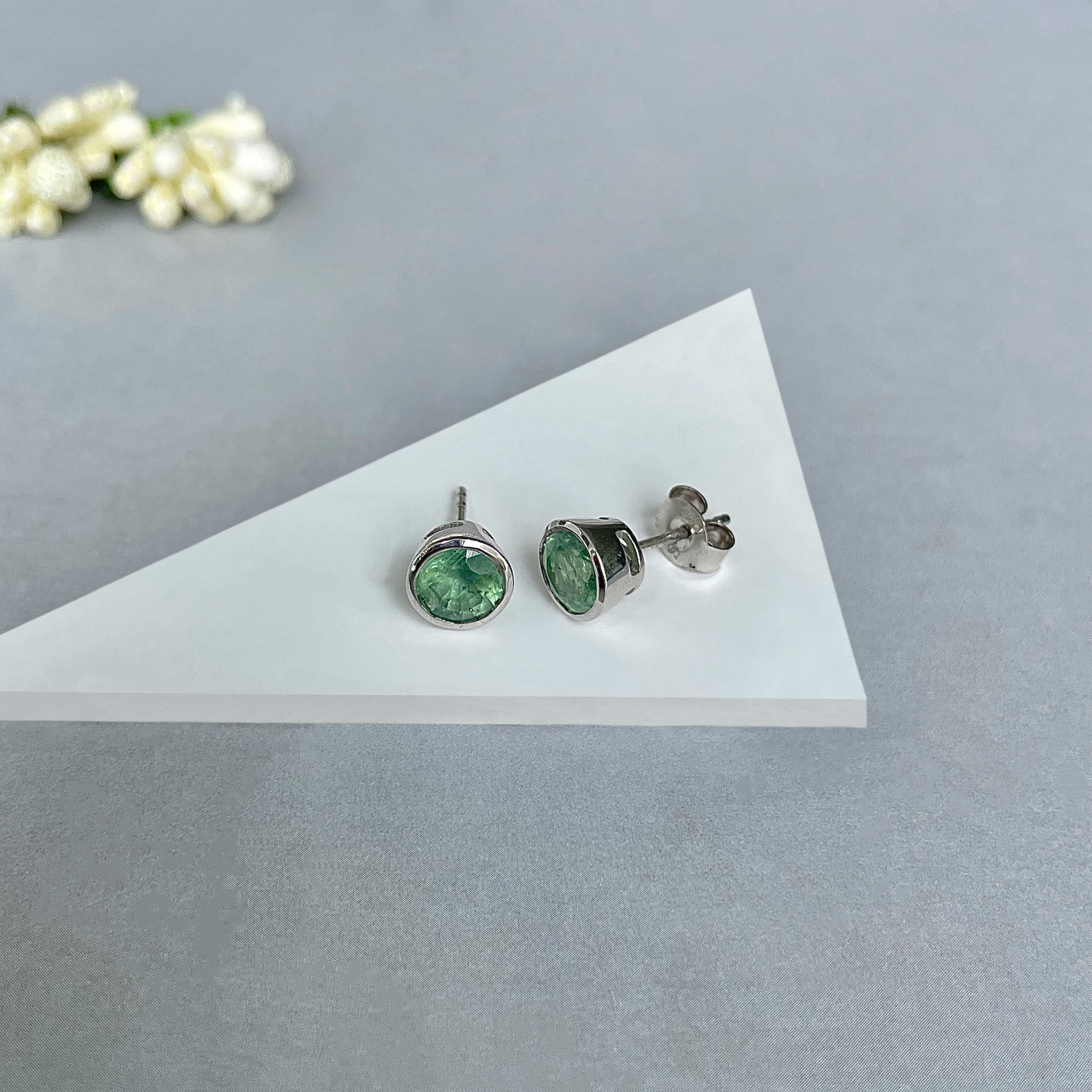Green Kyanite Stud Earrings-(GKY-SE-1426.)