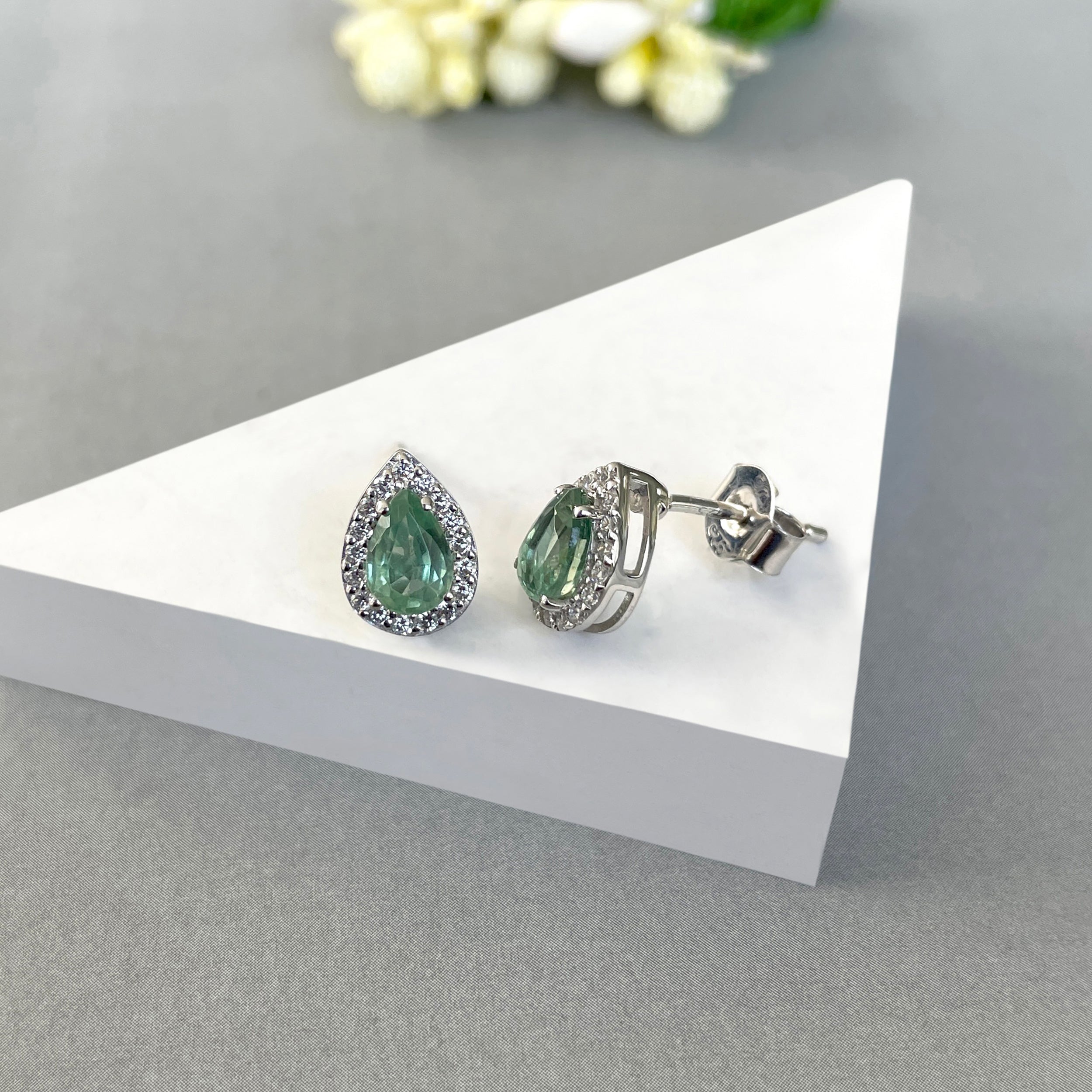 Green Kyanite Stud Earrings-(GKY-SE-52W.)