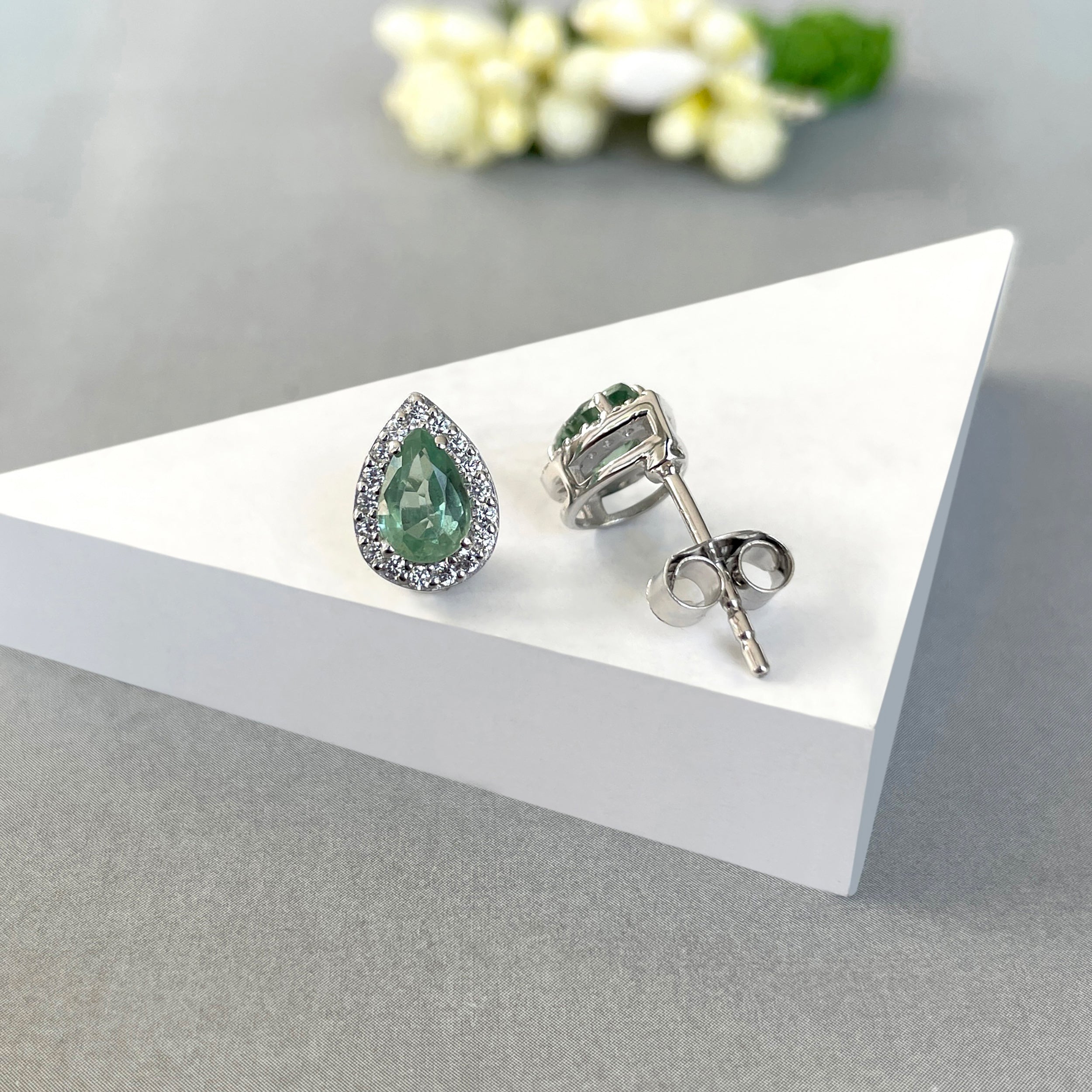 Green Kyanite Stud Earrings-(GKY-SE-52W.)