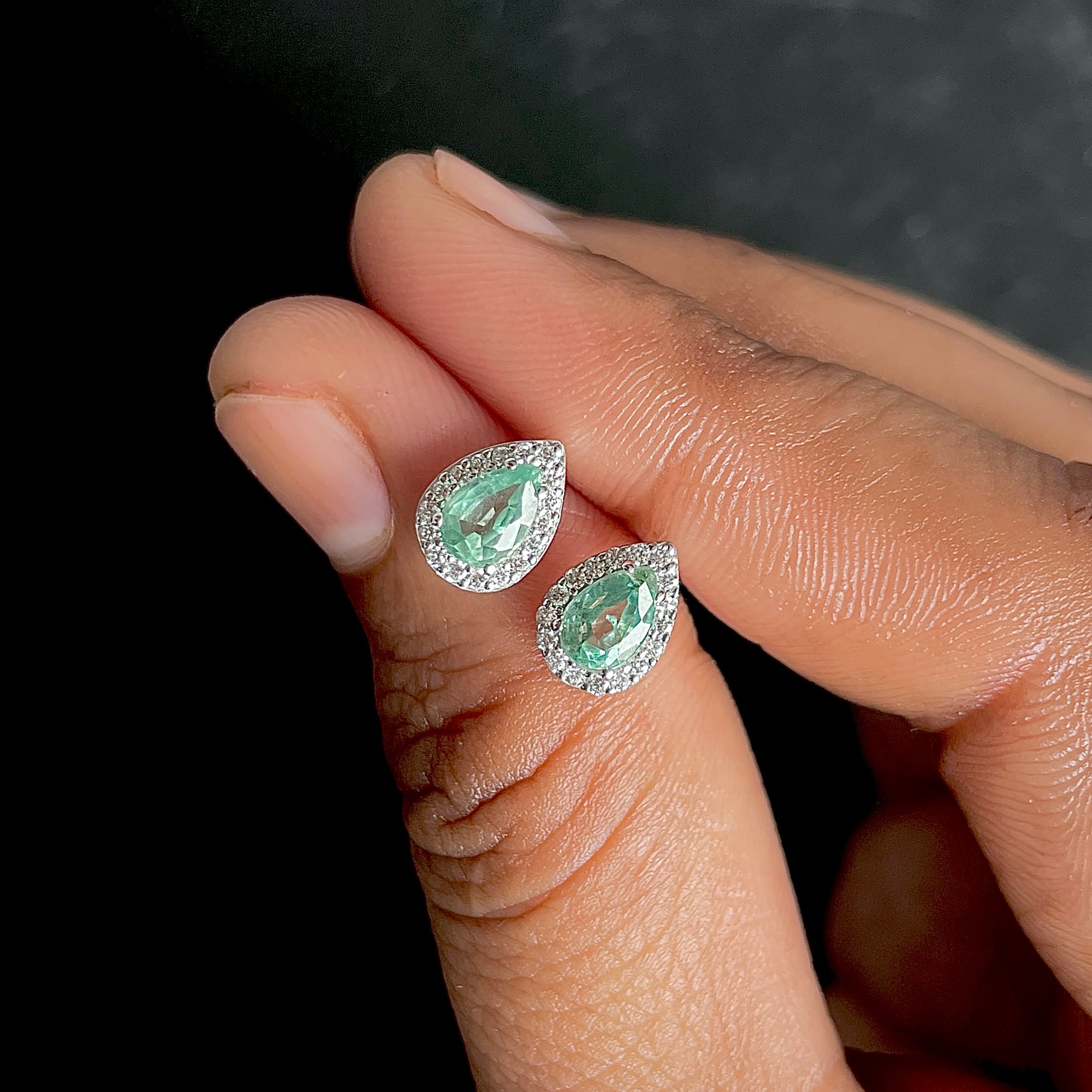 Green Kyanite Stud Earrings-(GKY-SE-52W.)