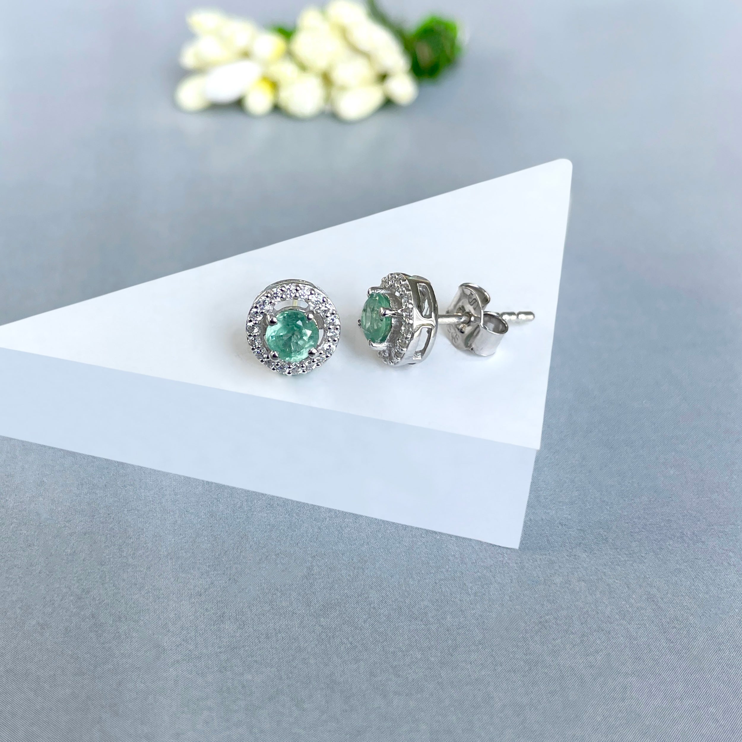 Green Kyanite Stud Earrings-(GKY-SE-985.)