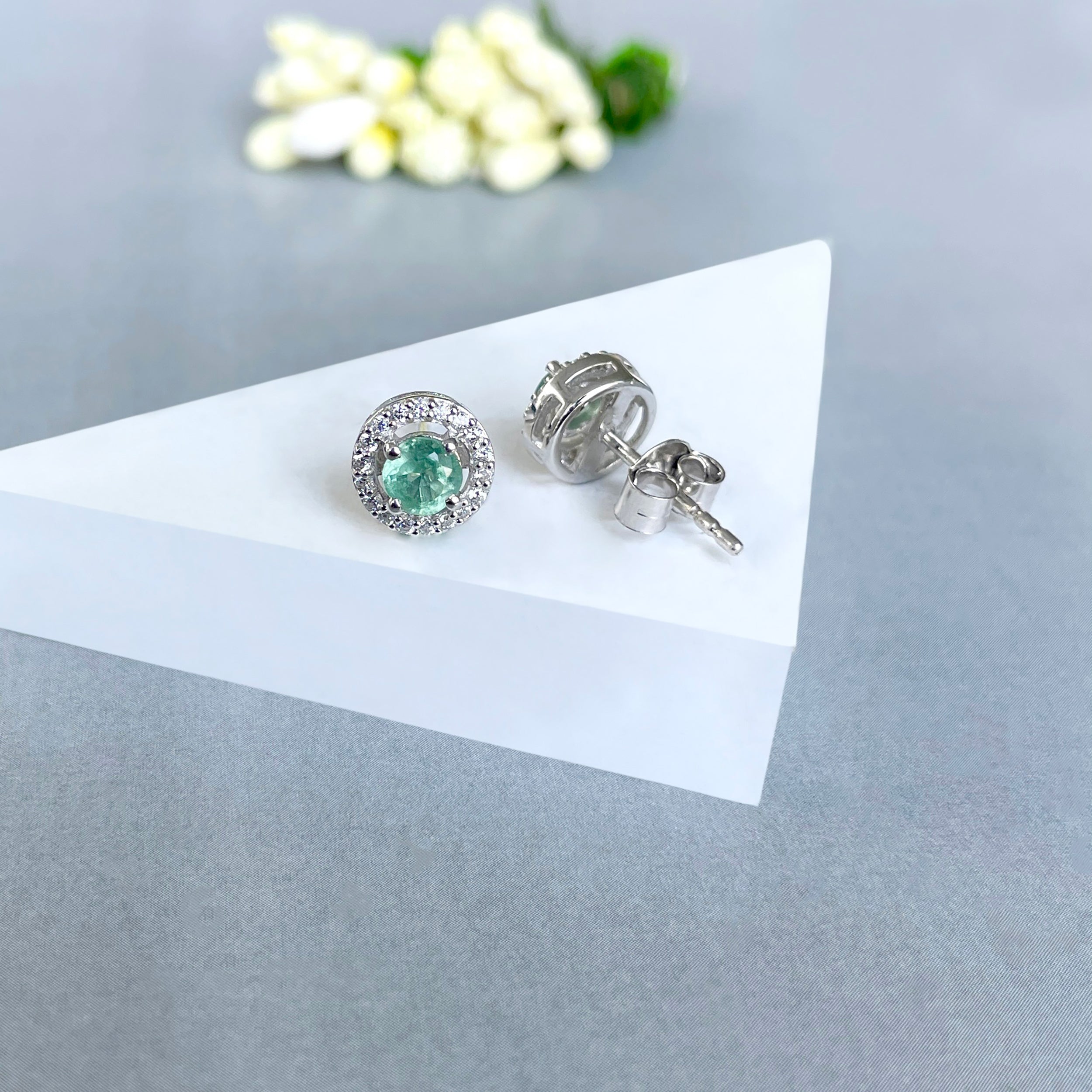 Green Kyanite Stud Earrings-(GKY-SE-985.)