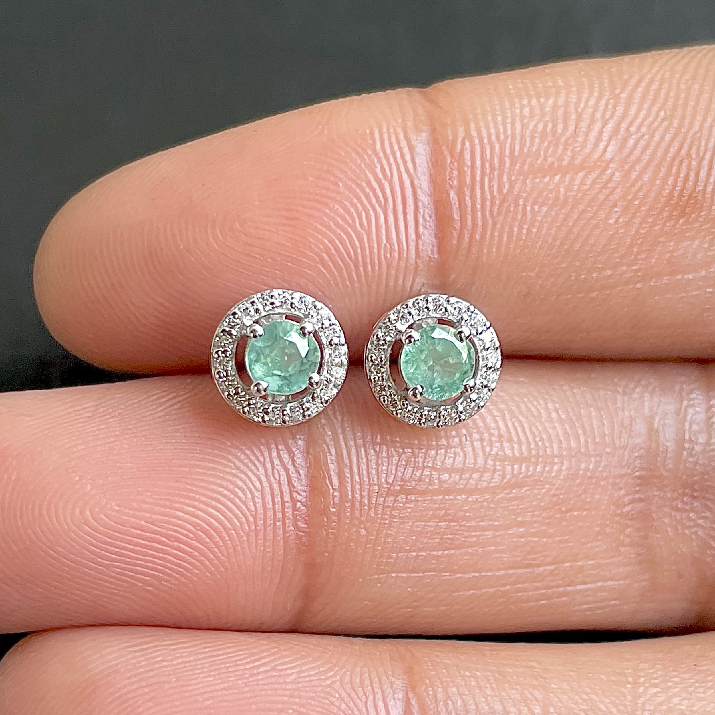 Green Kyanite Stud Earrings-(GKY-SE-985.)