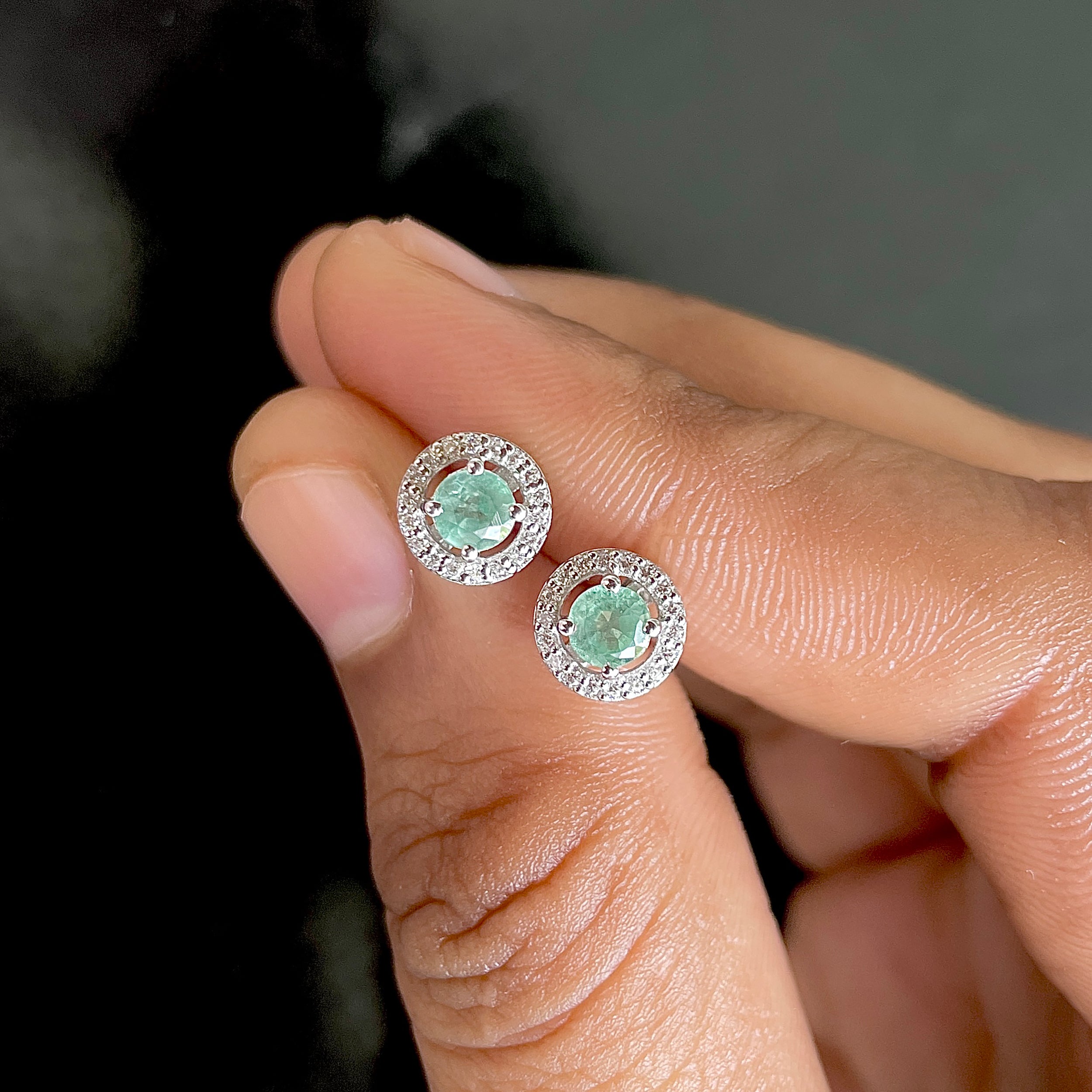 Green Kyanite Stud Earrings-(GKY-SE-985.)
