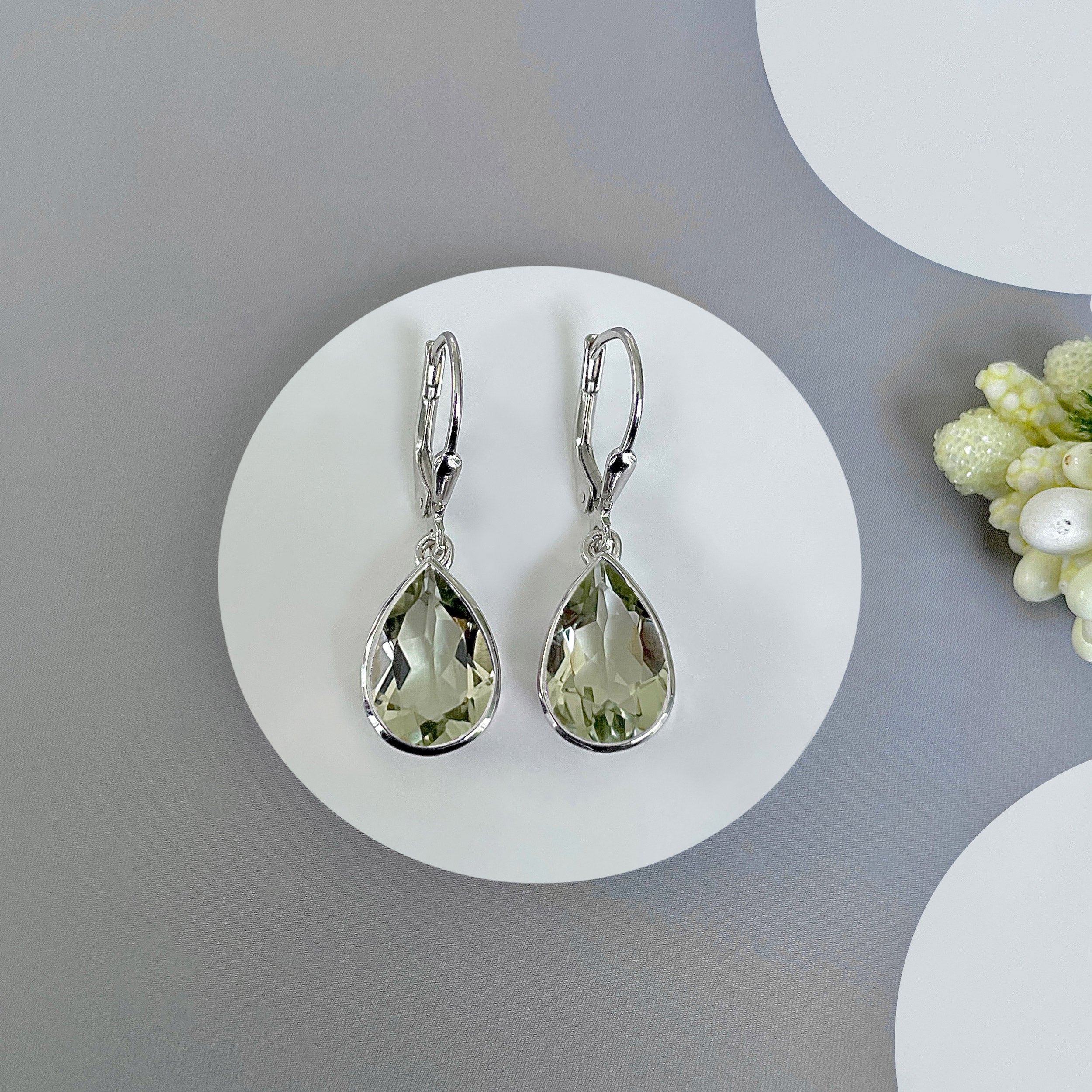 Green Amethyst Leverback Earring-(GRA-SE-1252.)