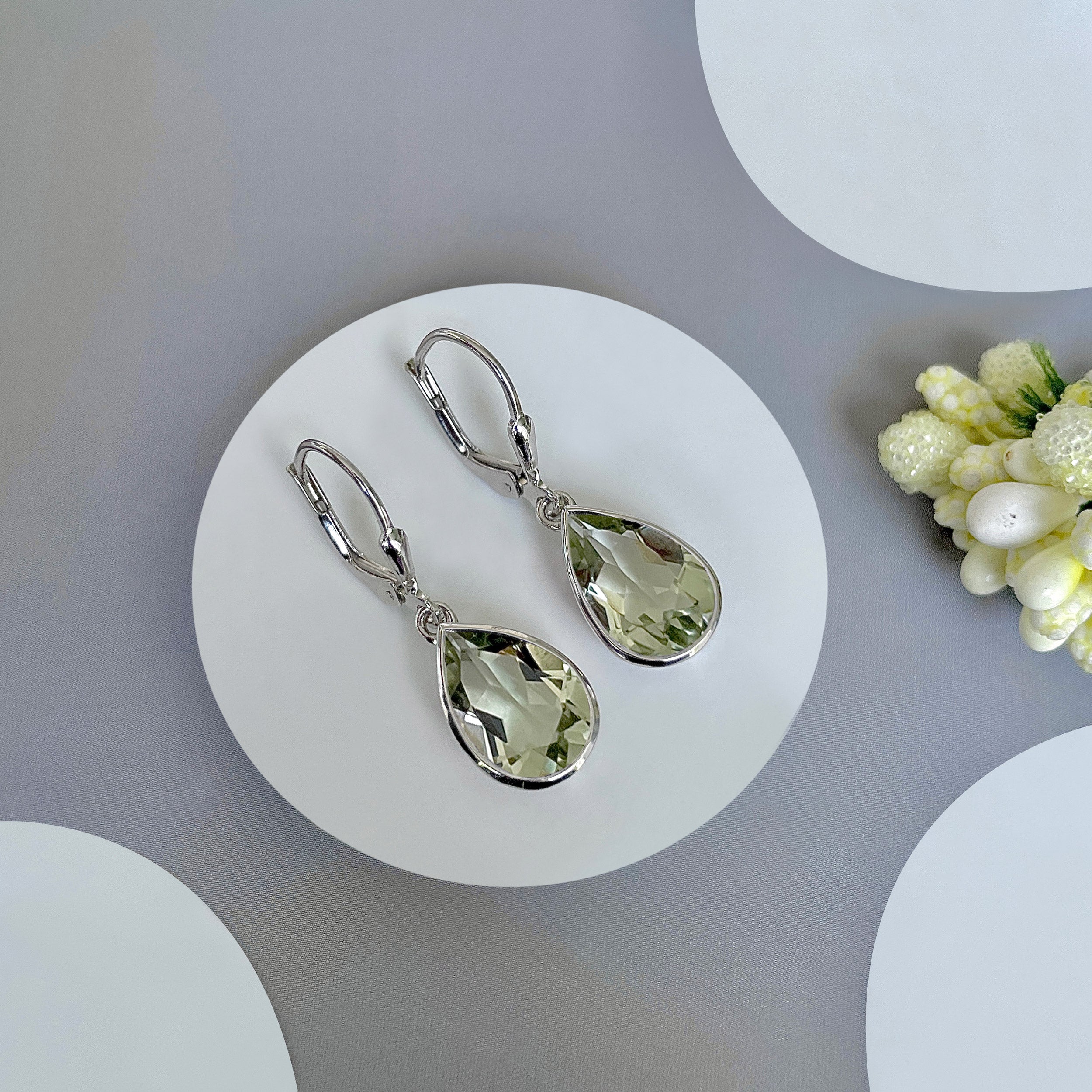 Green Amethyst Leverback Earring-(GRA-SE-1252.)
