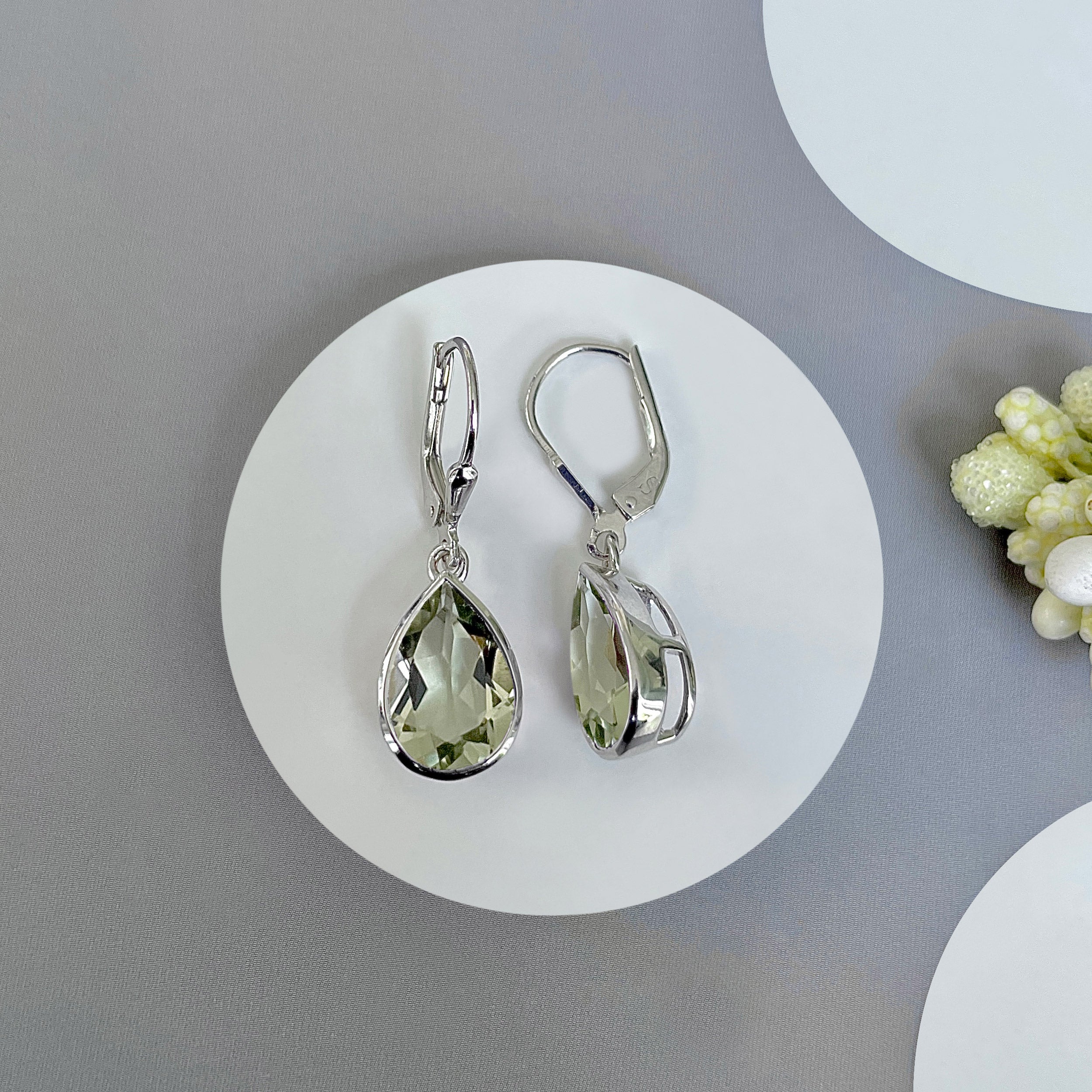 Green Amethyst Leverback Earring-(GRA-SE-1252.)
