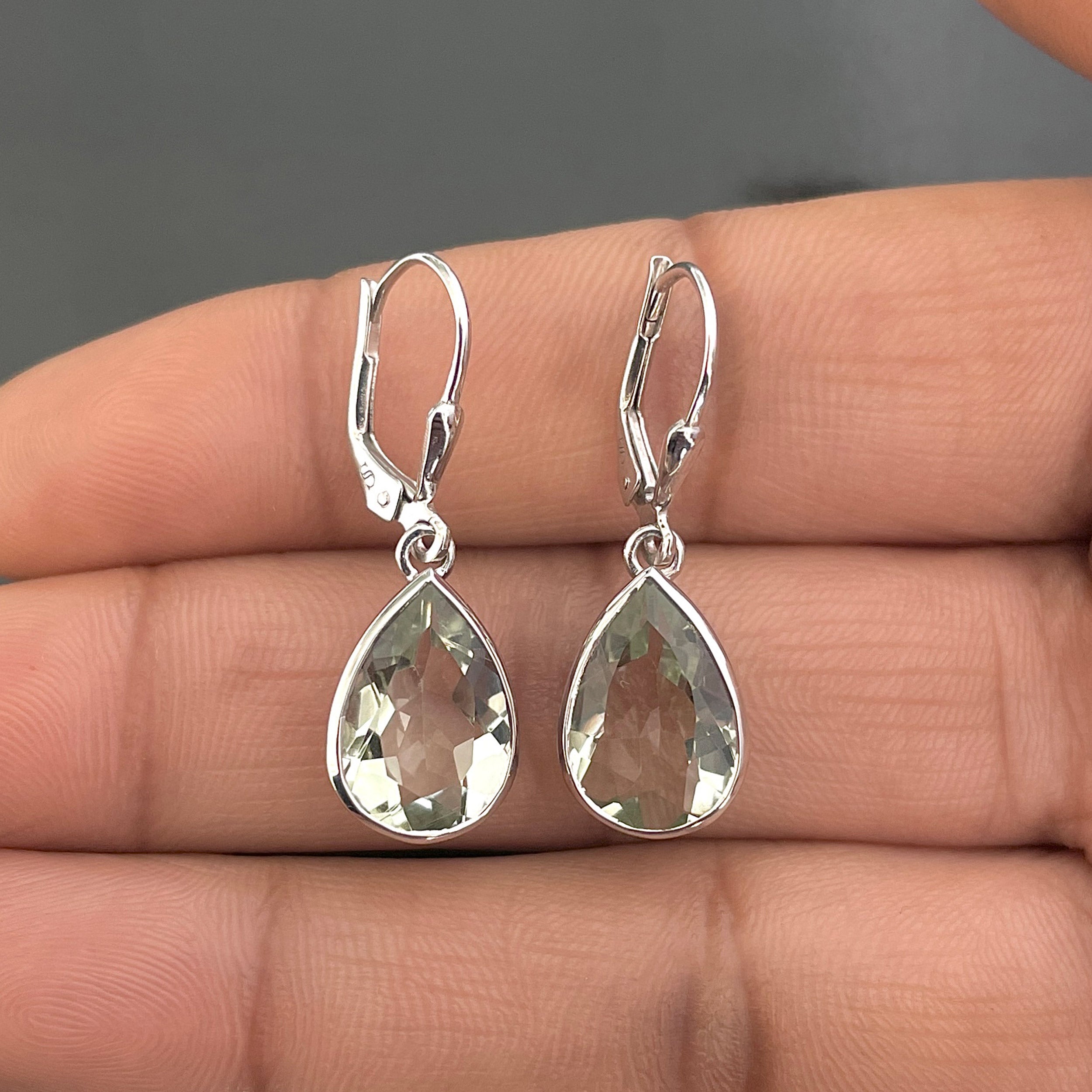 Green Amethyst Leverback Earring-(GRA-SE-1252.)