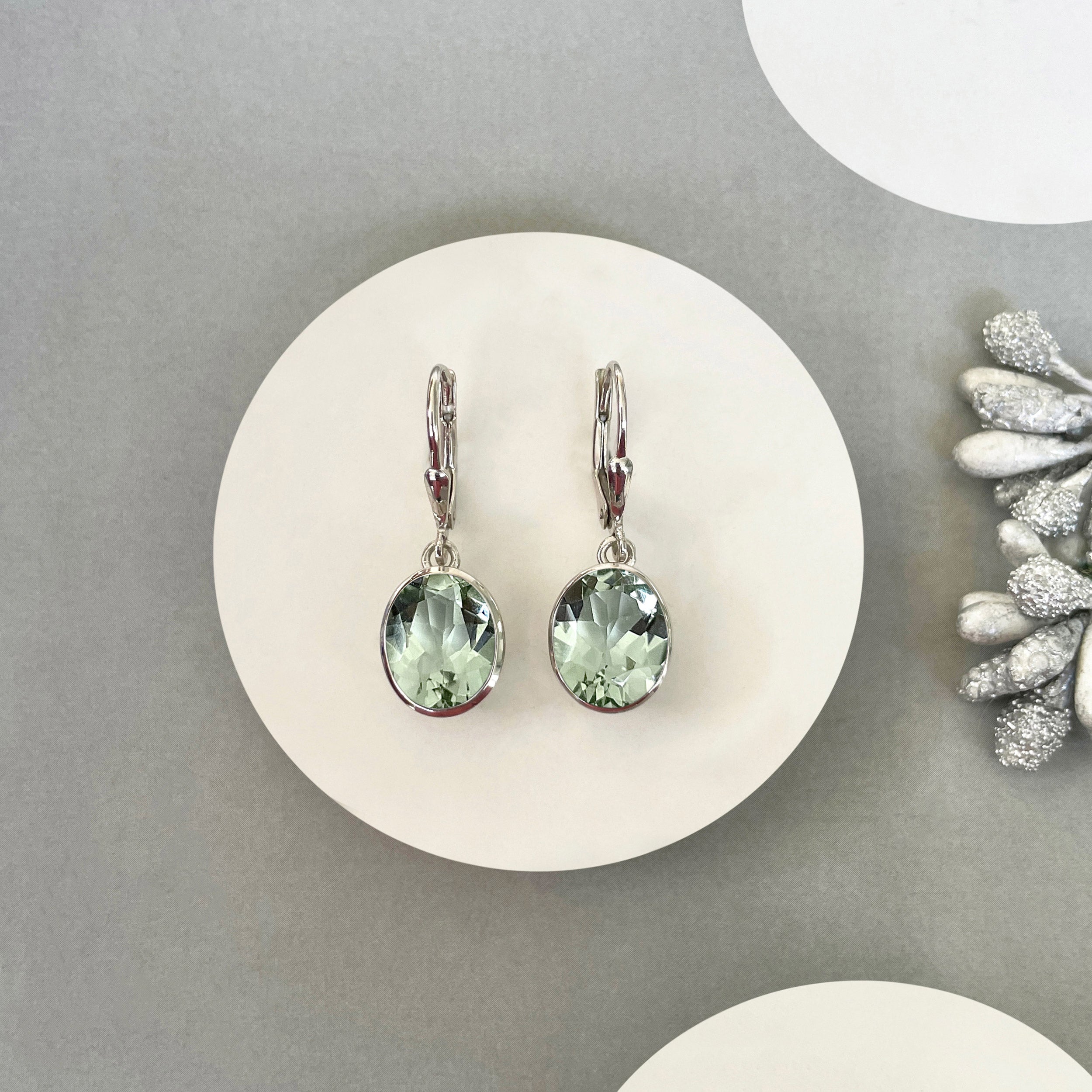 Green Amethyst Leverback Earring-(GRA-SE-997.)