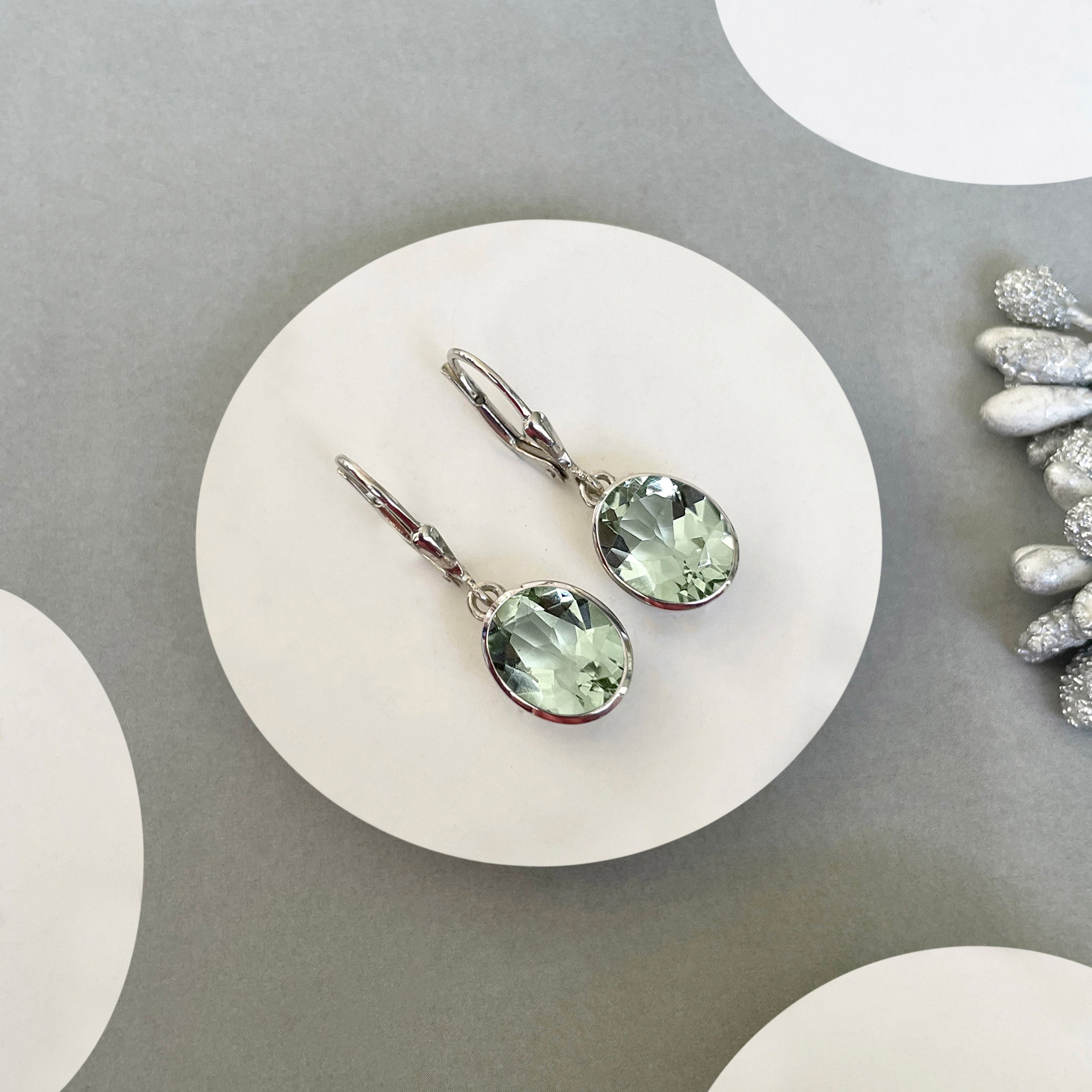 Green Amethyst Leverback Earring-(GRA-SE-997.)
