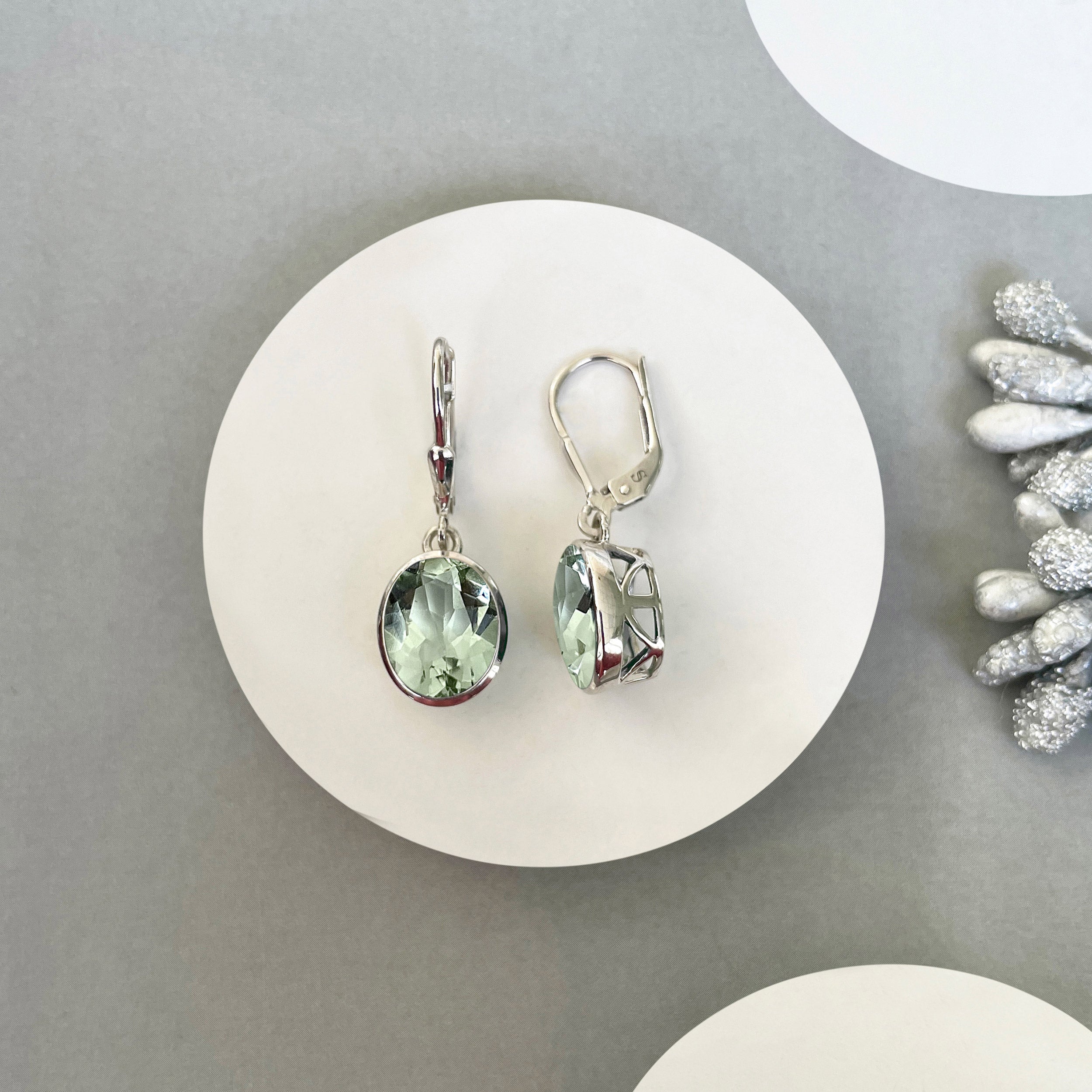 Green Amethyst Leverback Earring-(GRA-SE-997.)