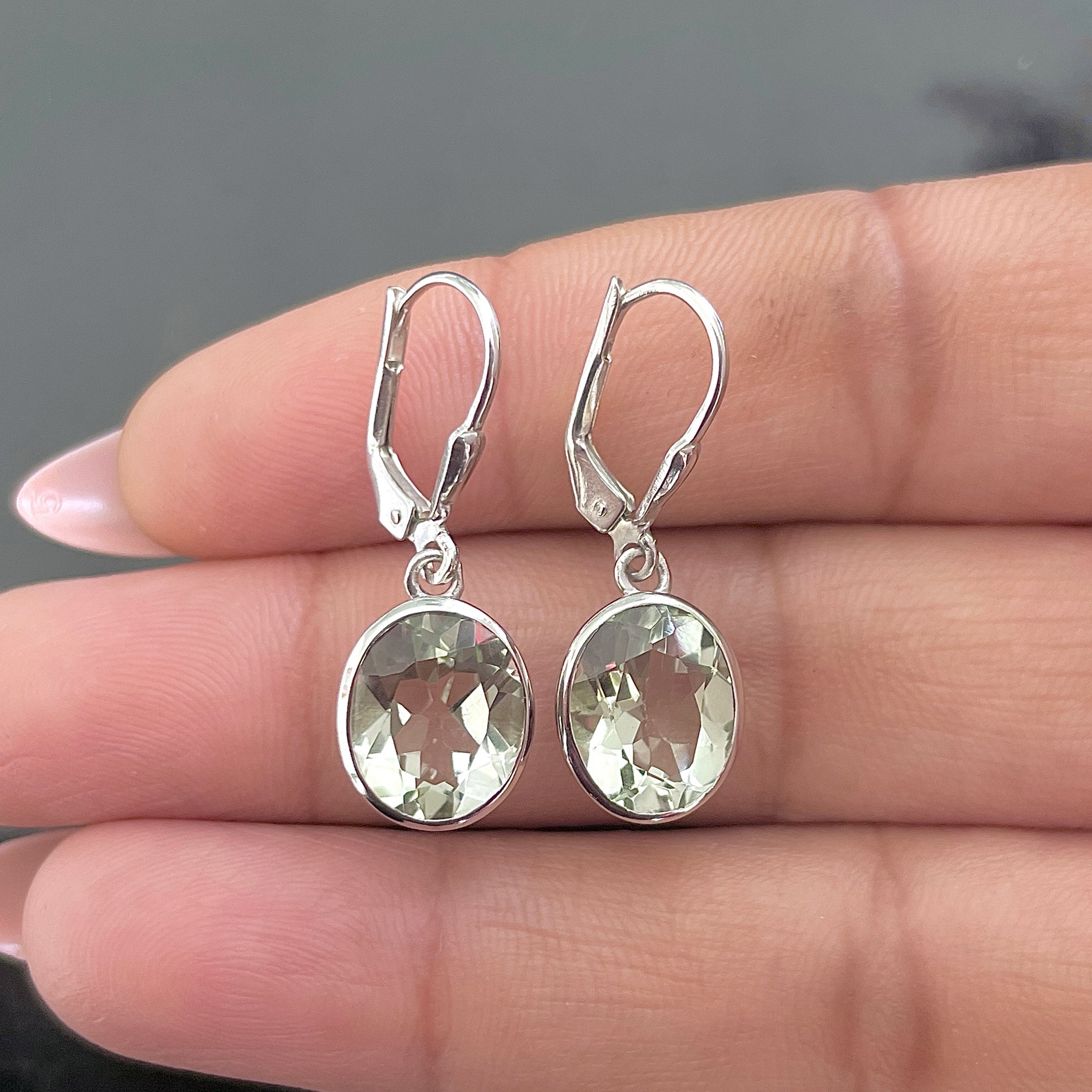 Green Amethyst Leverback Earring-(GRA-SE-997.)