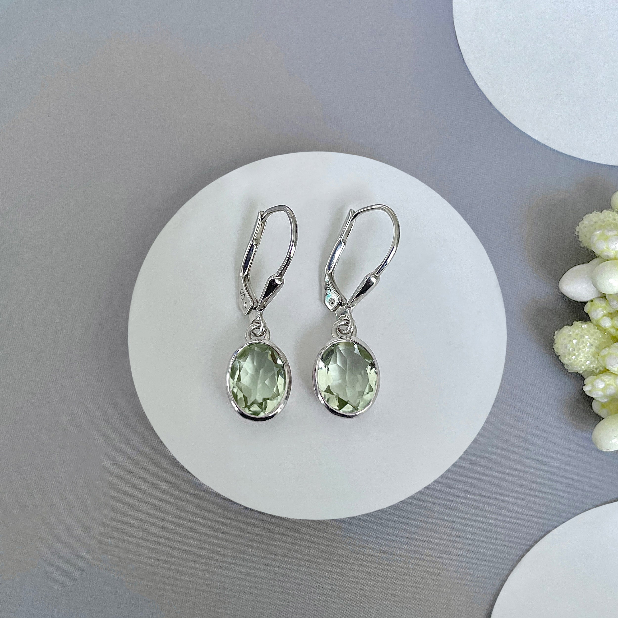 Green Amethyst Leverback Earring-(GRA-SE-998.)