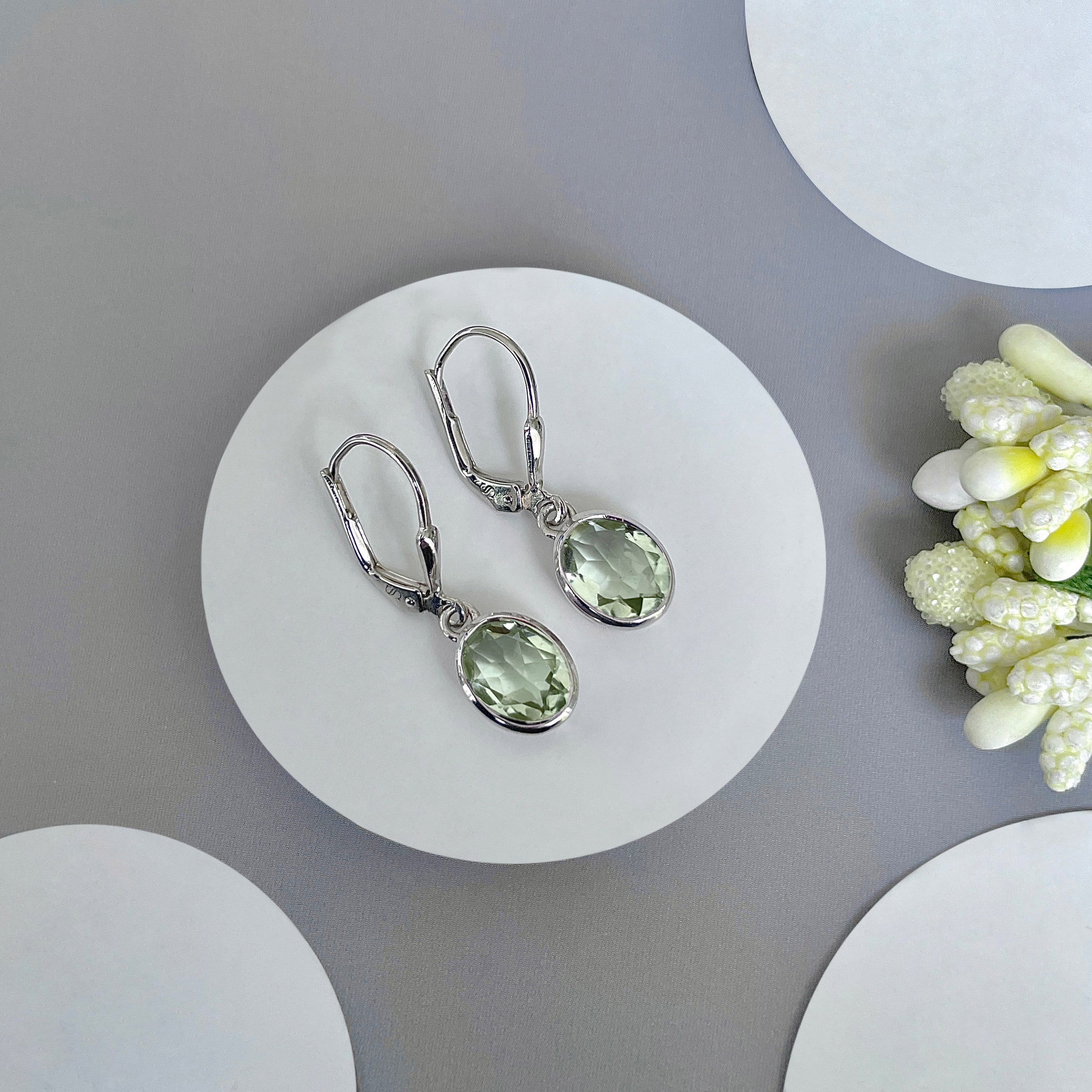 Green Amethyst Leverback Earring-(GRA-SE-998.)