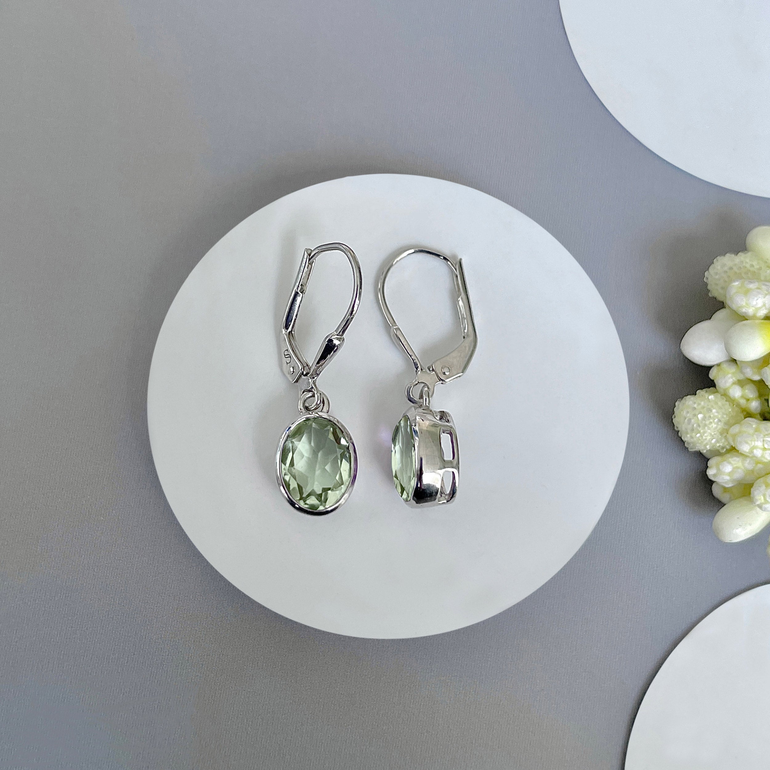 Green Amethyst Leverback Earring-(GRA-SE-998.)