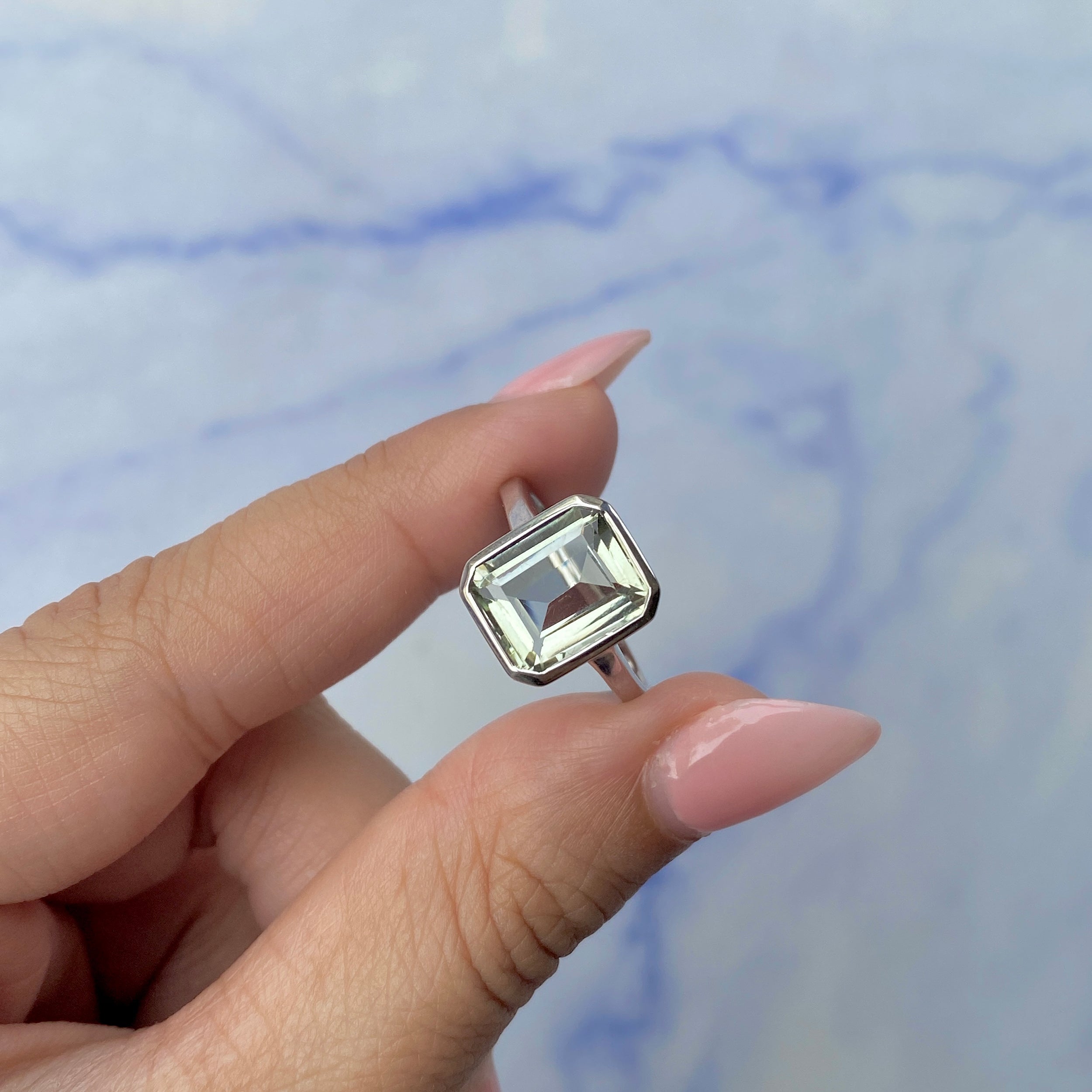 Green Amethyst Ring-(GRA-SR-1752.)