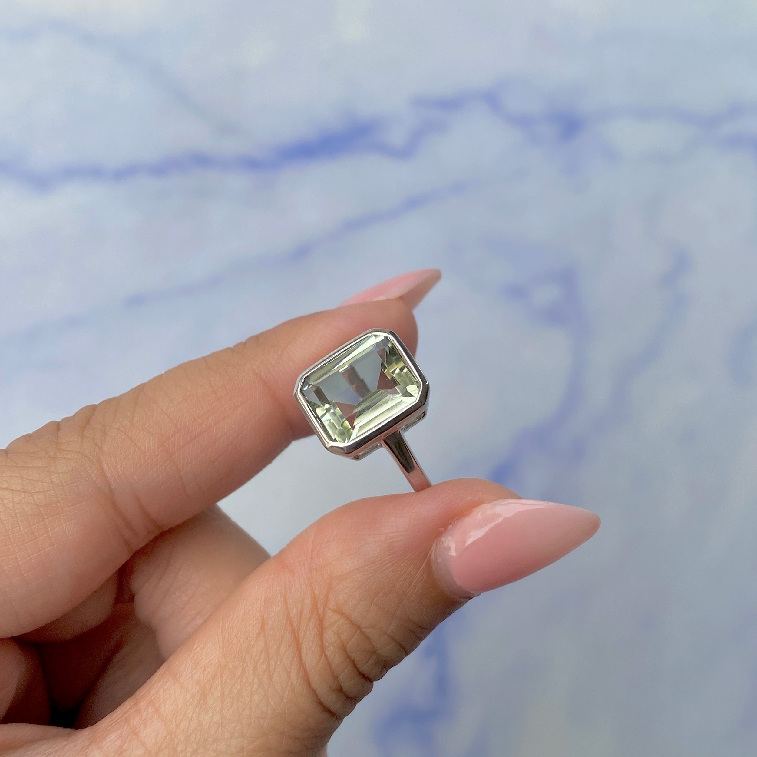 Green Amethyst Ring-(GRA-SR-1752.)