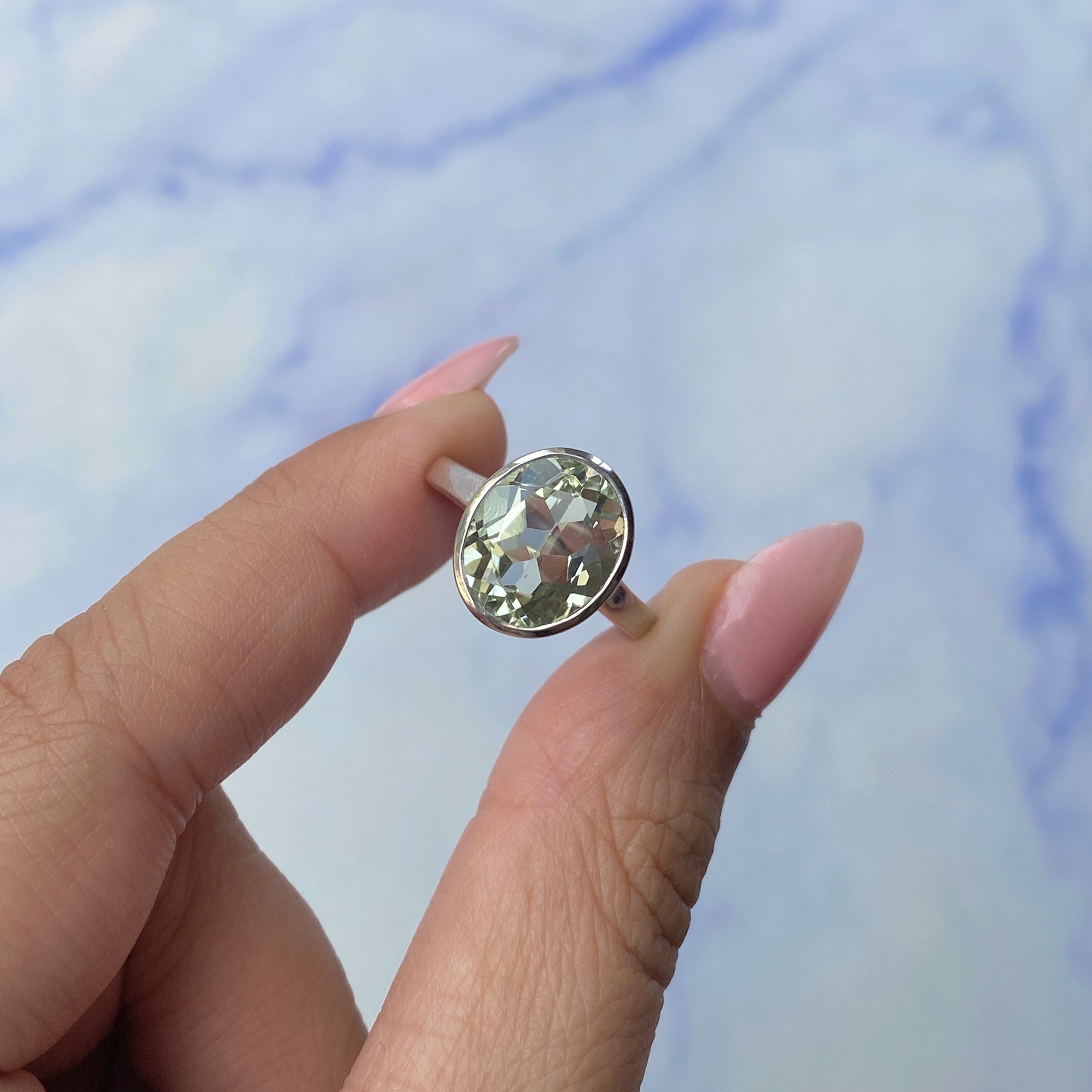 Green Amethyst Ring-(GRA-SR-1806.)